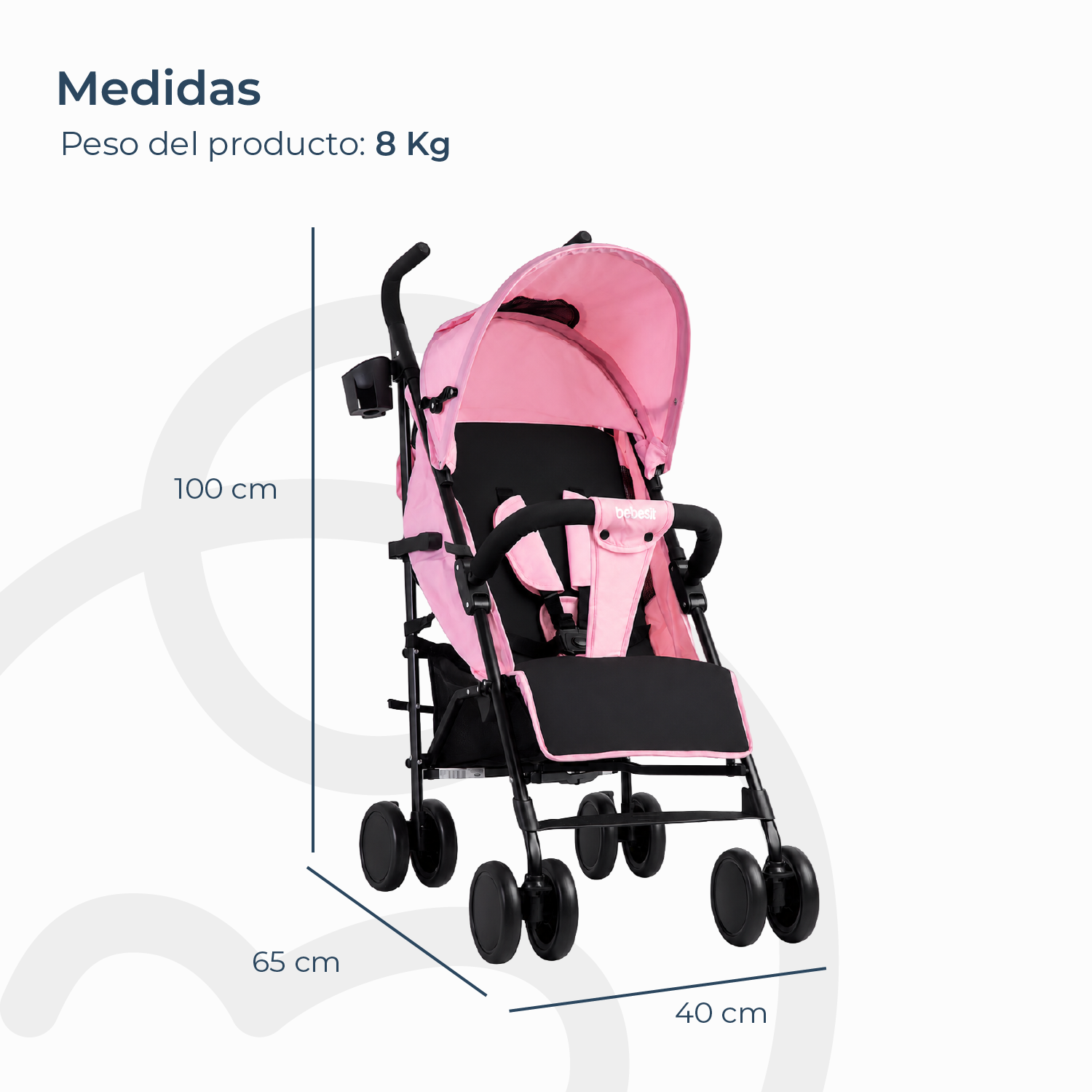 Coche Paragua Kronos Rosado Bebesit-6