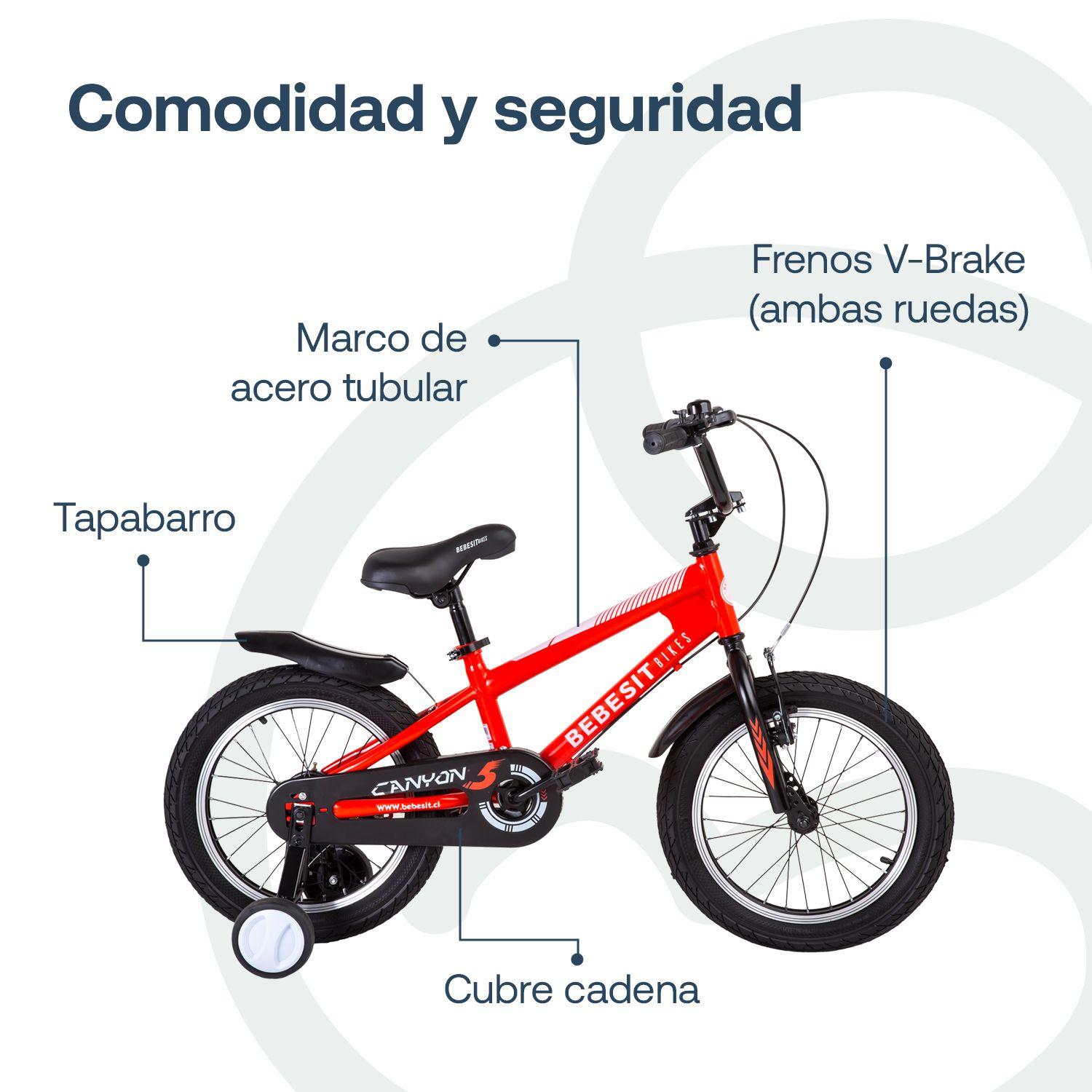 Bicicleta Canyon 16" Rojo Cubre Cadena Niños 4-10 Años Bebesit-4