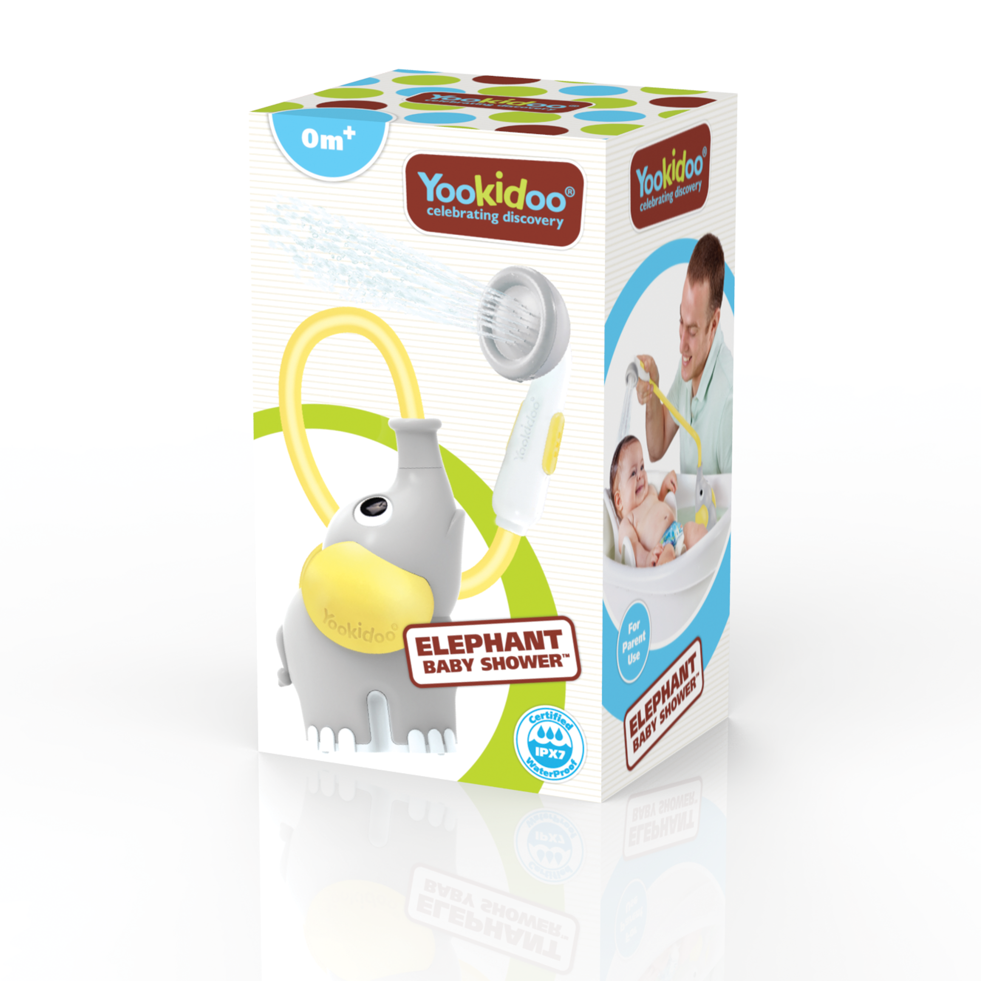 Juego de Baño Elefante Ducha Bebe Amarillo Infantil Bebé Niño Niña Tina Yookidoo-4