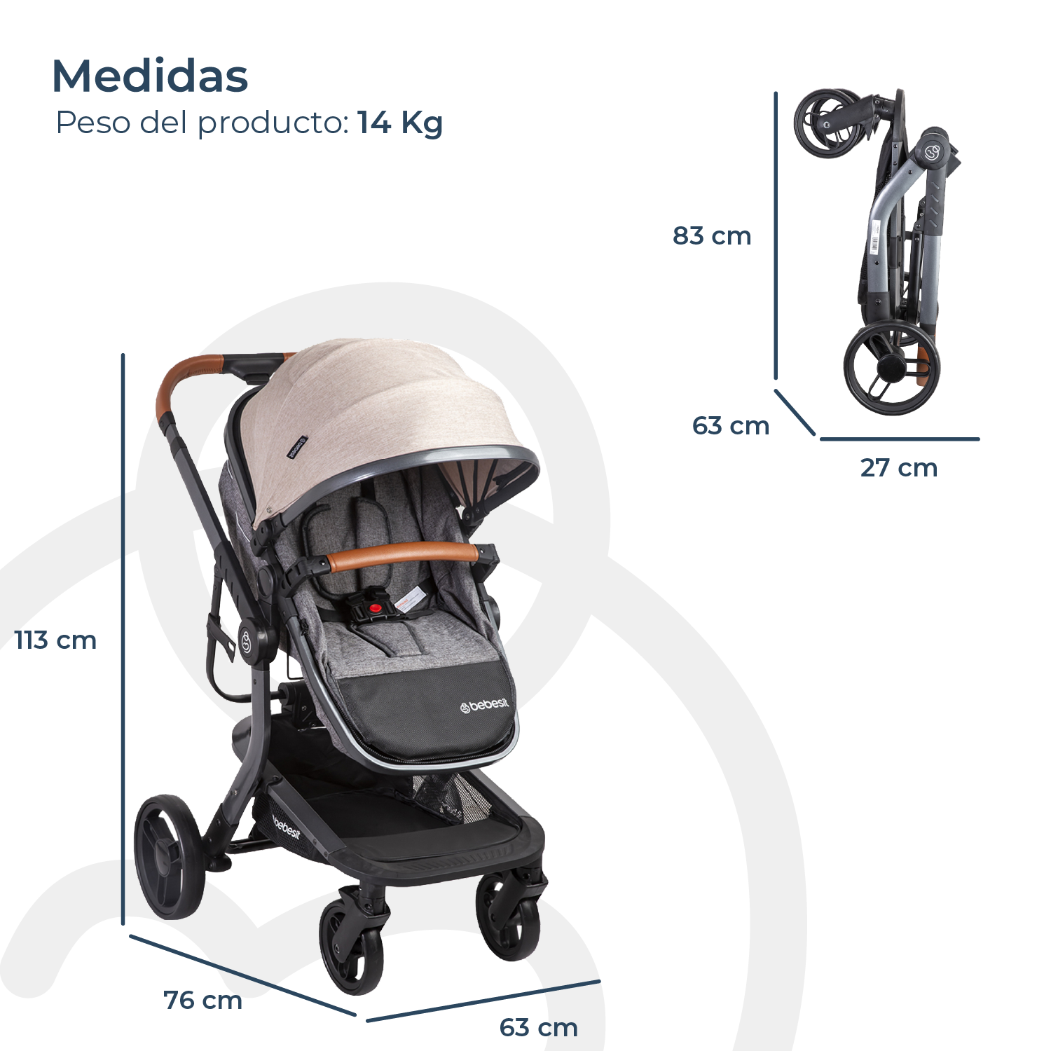 Coche Travel System Taurus Beige Bebesit-7