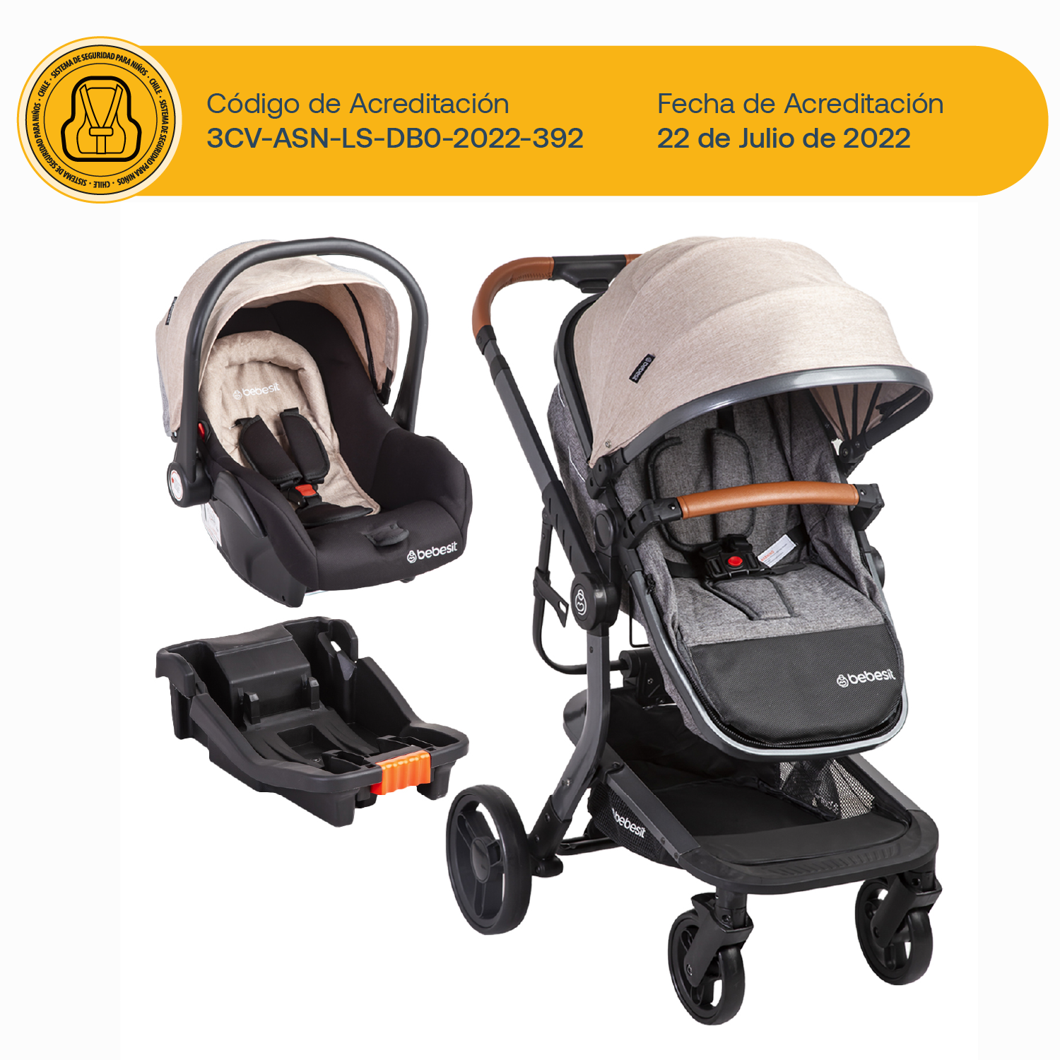 Coche Travel System Taurus Beige Bebesit-8