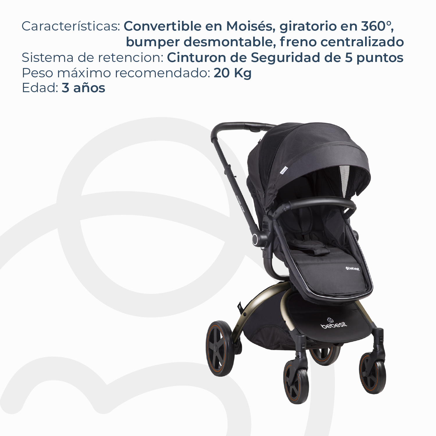 Coche Cuna Travel System Deluxe 360° SX Dorado Bebesit-5