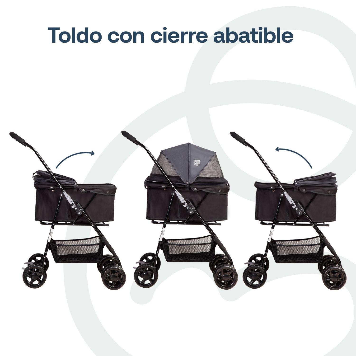 Coche Mascotas Plegable Easy Perro Gato Negro BeePet Bebesit-4
