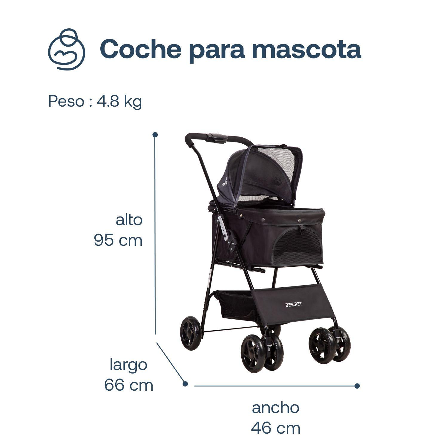 Coche Mascotas Plegable Easy Perro Gato Negro BeePet Bebesit-5