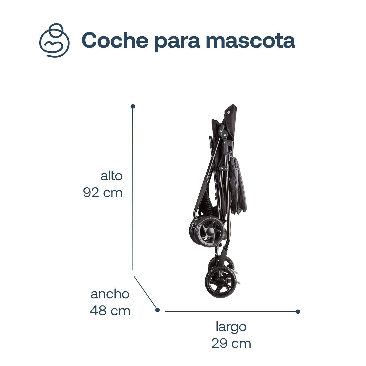 Coche Mascotas Plegable Easy Perro Gato Negro BeePet Bebesit-6