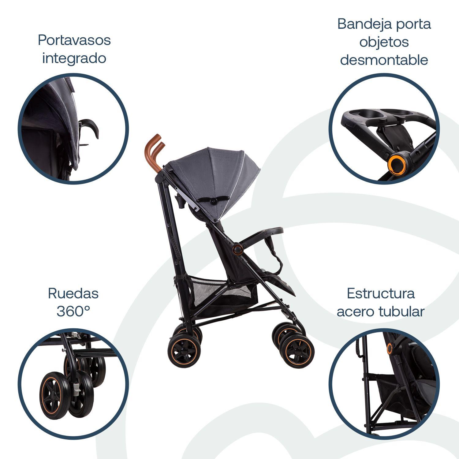 Coche Paragua Magic Ride Fiesta Gris Bebesit-2