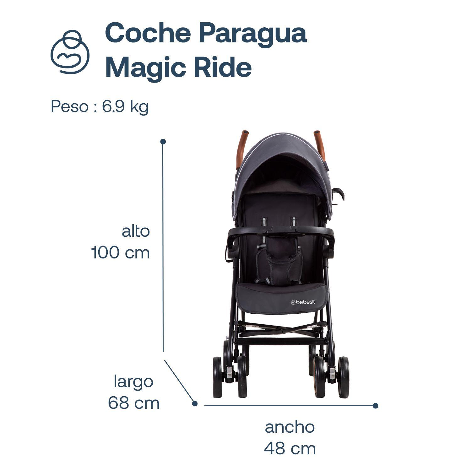 Coche Paragua Magic Ride Fiesta Gris Bebesit-5