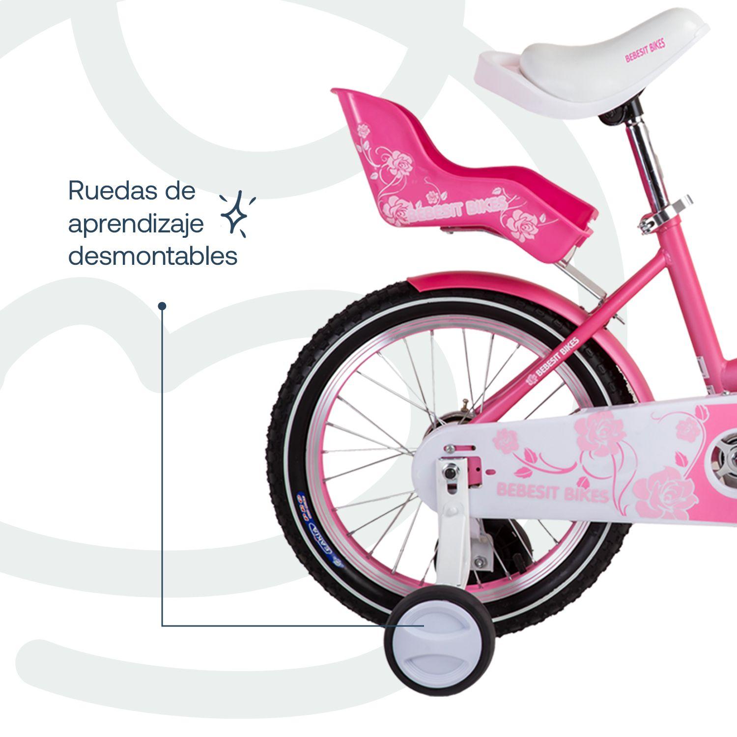 Bicicleta Infantil Queen Aro 16 Rosada Bebesit-5