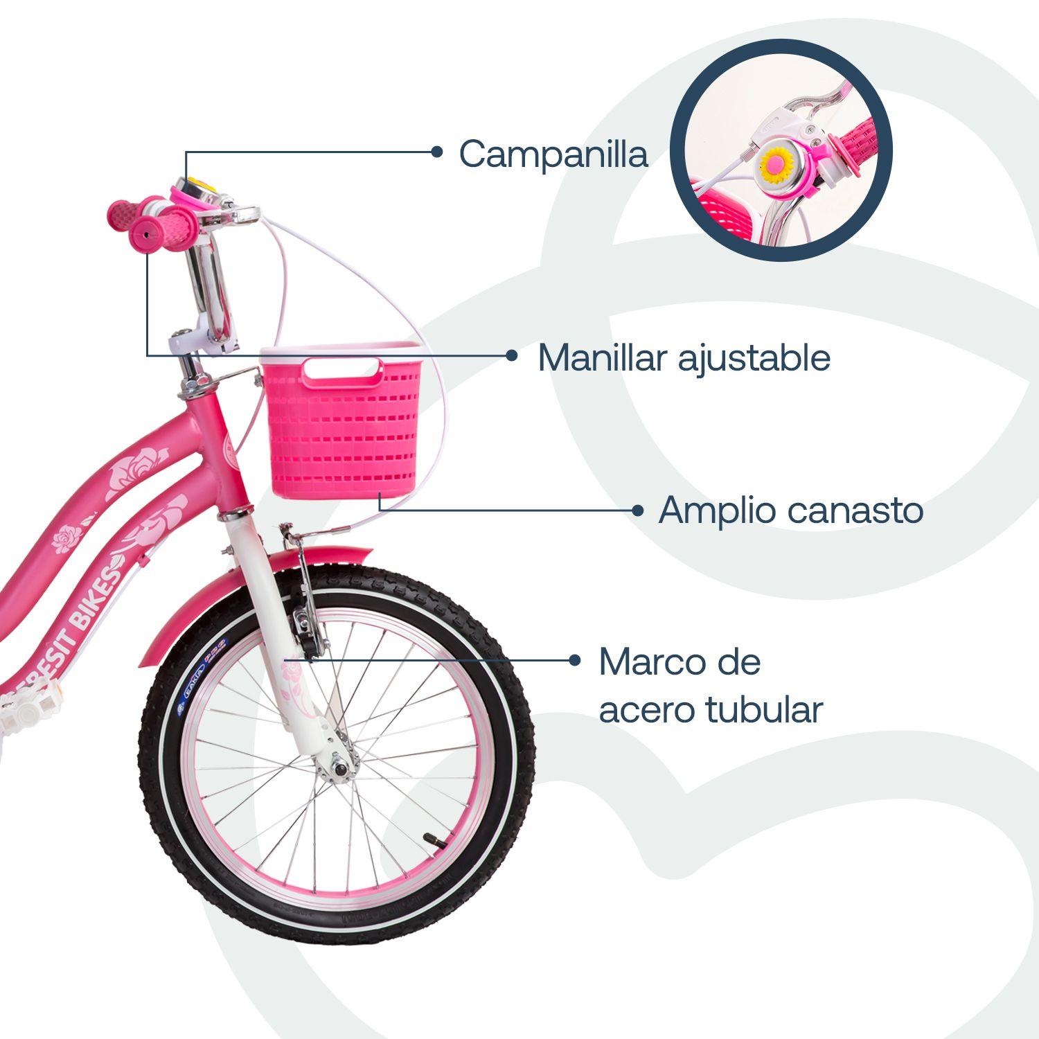 Bicicleta Infantil Queen Aro 16 Rosada Bebesit-3