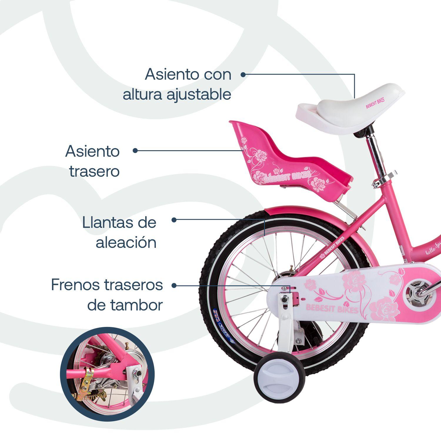 Bicicleta Infantil Queen Aro 16 Rosada Bebesit-4