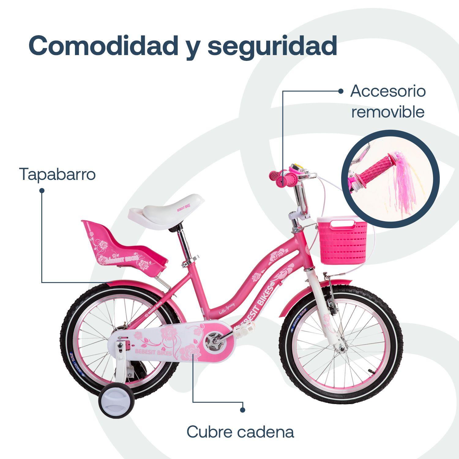 Bicicleta Infantil Queen Aro 16 Rosada Bebesit-5