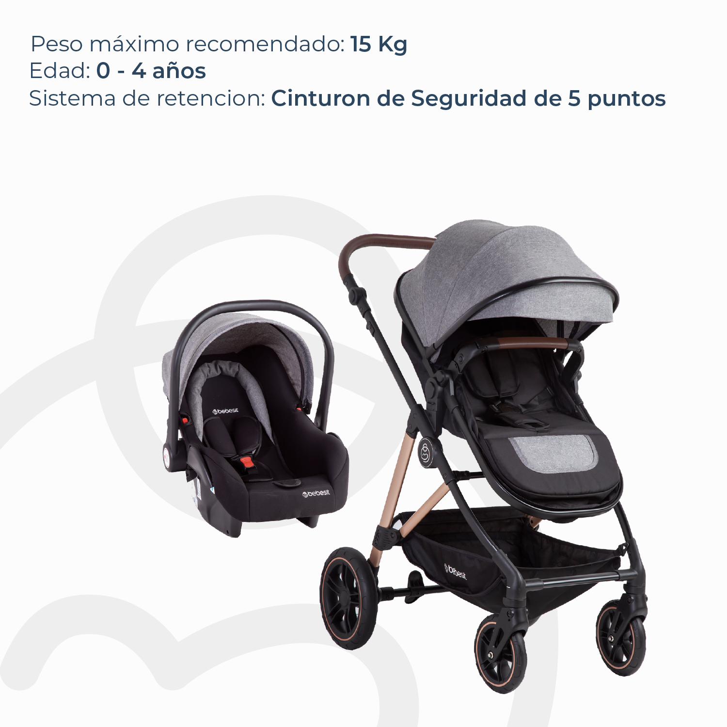 Coche Cuna Travel System Neo Gris Bebesit-7