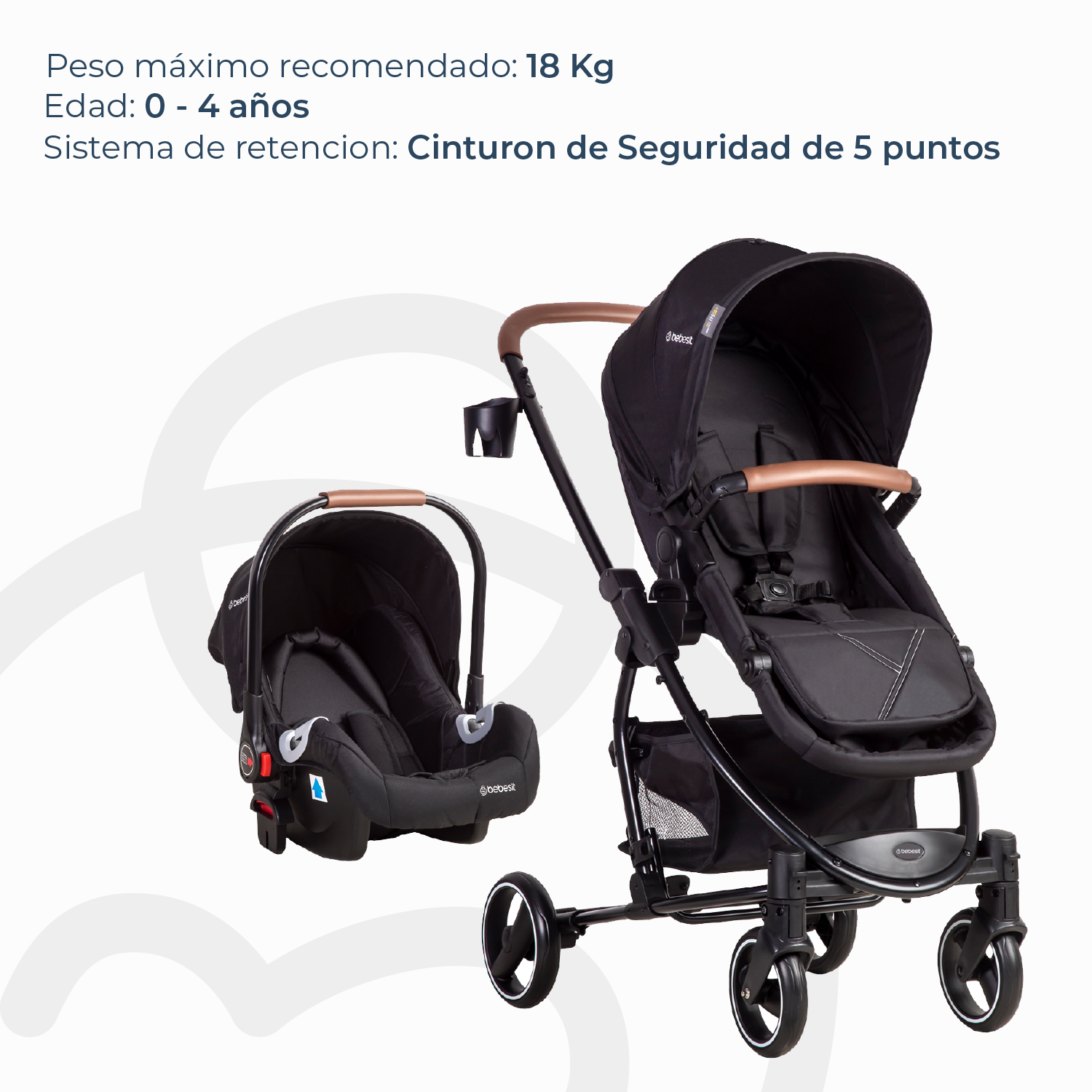 Coche Travel System Alfa Nuevo Negro Bebesit-5