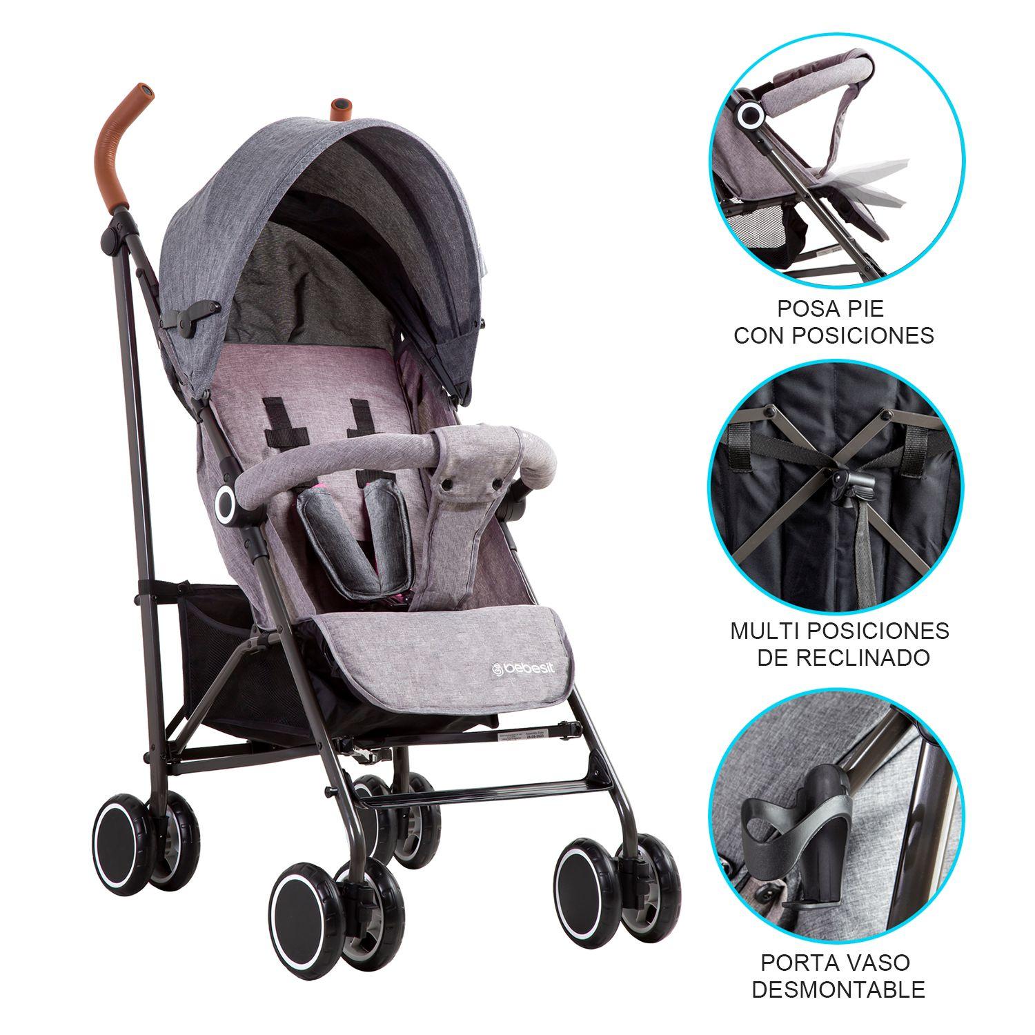 Coche paragua Clap Melange Bebesit - Gris-7