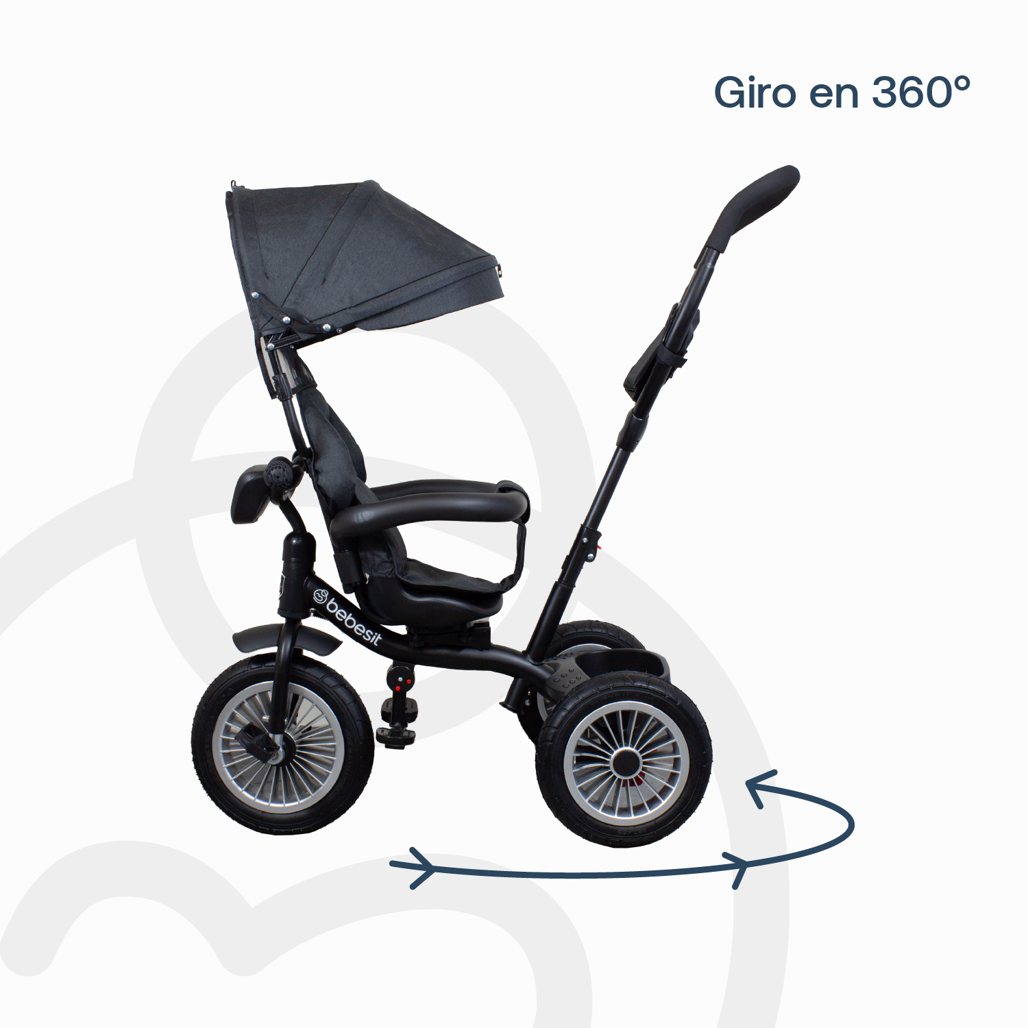 Triciclo Paseo Infantil 360 1326 LX Negro Bebesit-4