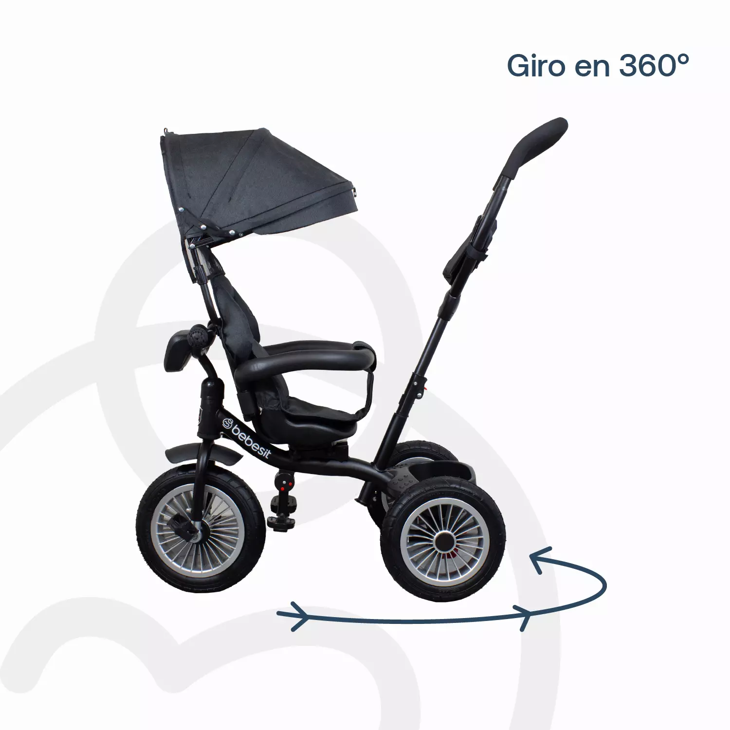 Triciclo Paseo Infantil 360 1326 LX Negro Bebesit-5