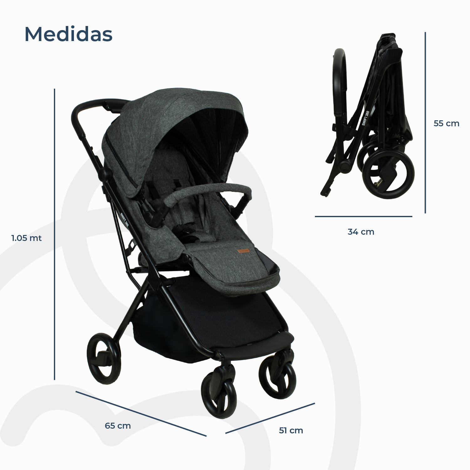 Coche Travel System Swift 360 Gris Bebesit-8