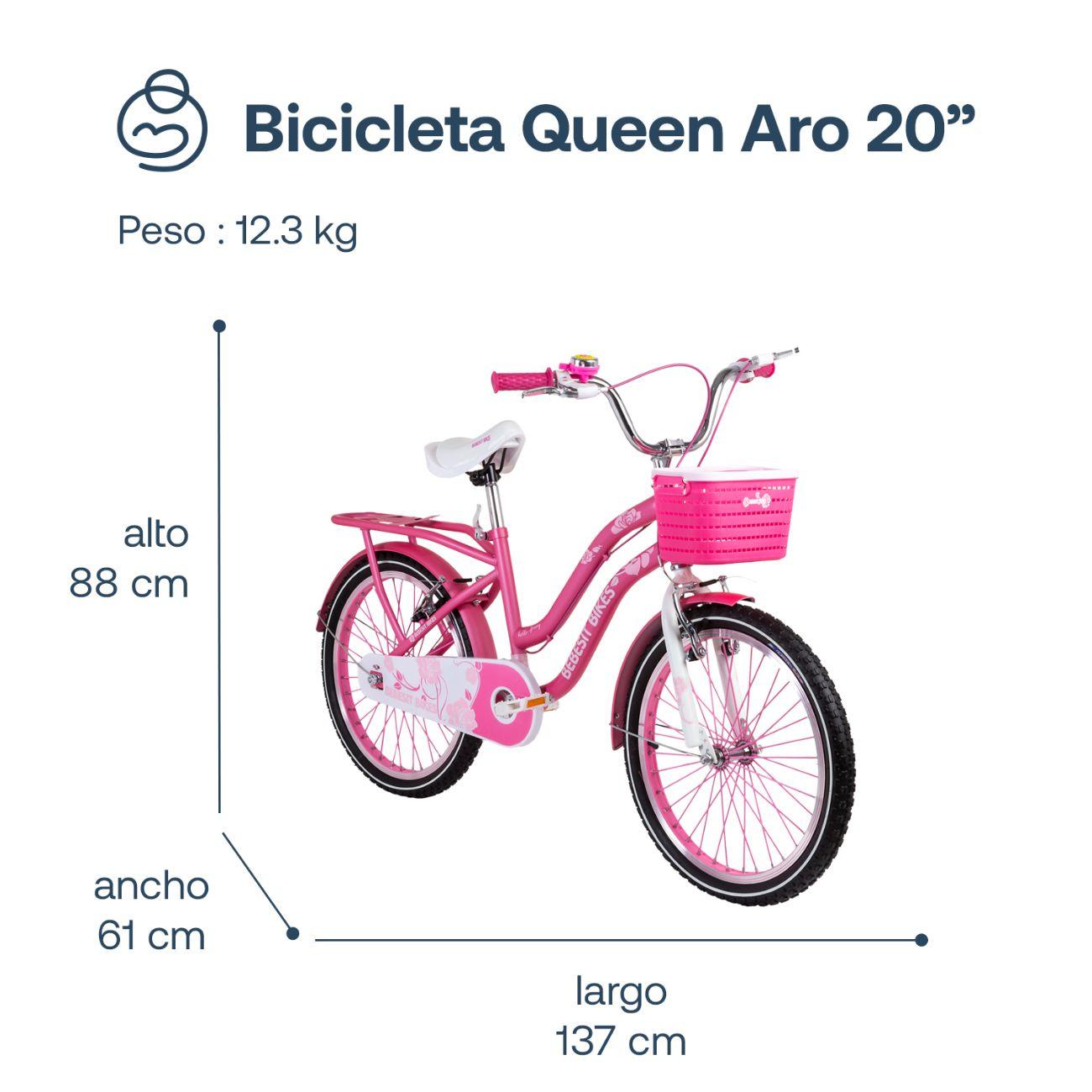 Bicicleta Infantil Queen Aro 20 Rosada Bebesit-6