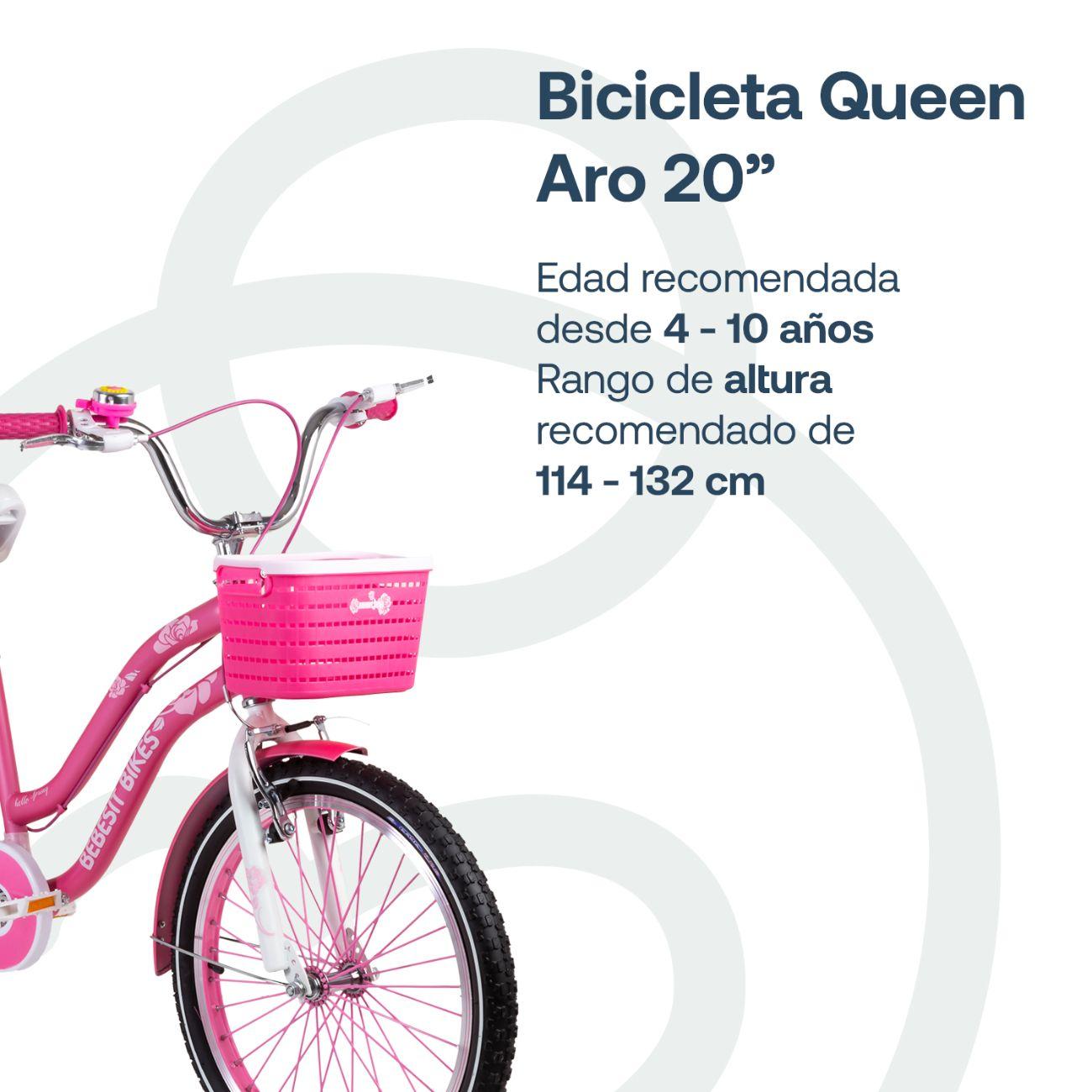 Bicicleta Infantil Queen Aro 20 Rosada Bebesit-2