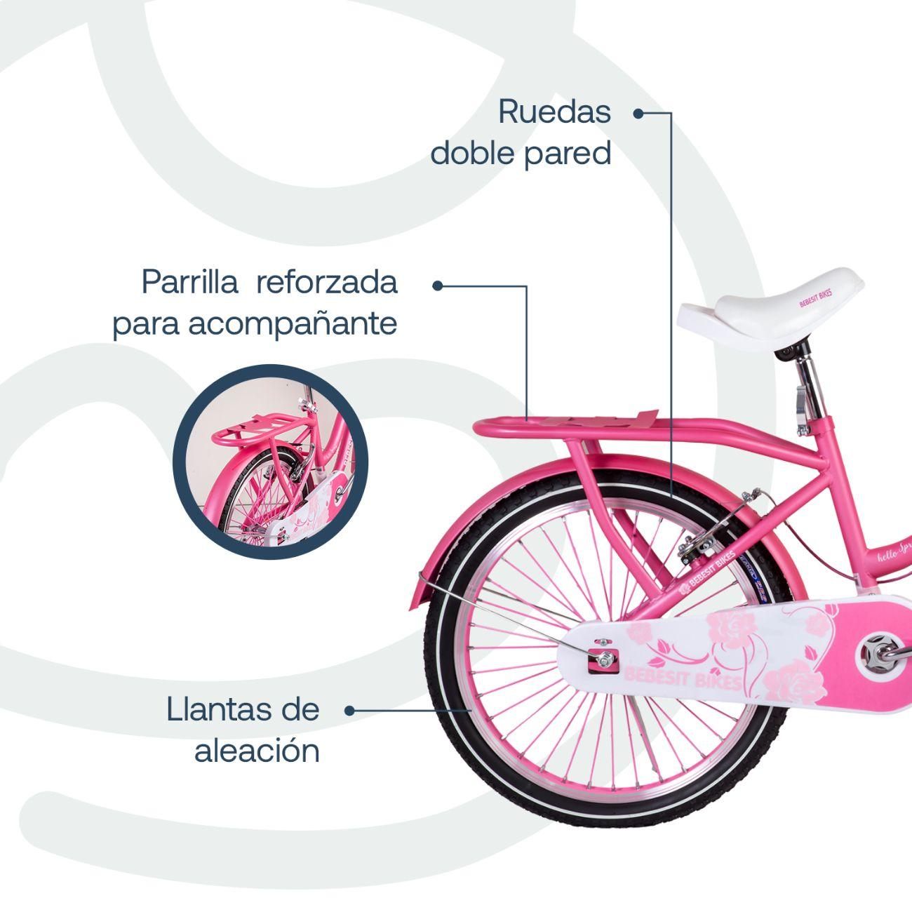 Bicicleta Infantil Queen Aro 20 Rosada Bebesit-4