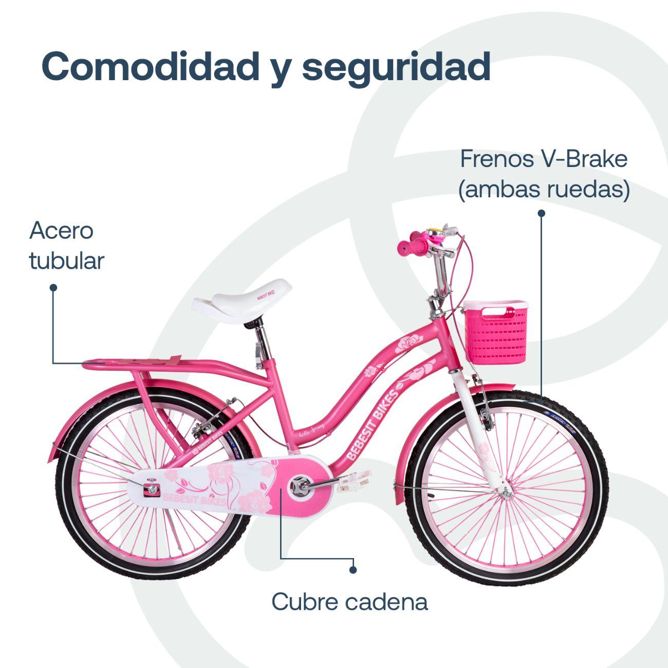 Bicicleta Infantil Queen Aro 20 Rosada Bebesit-5