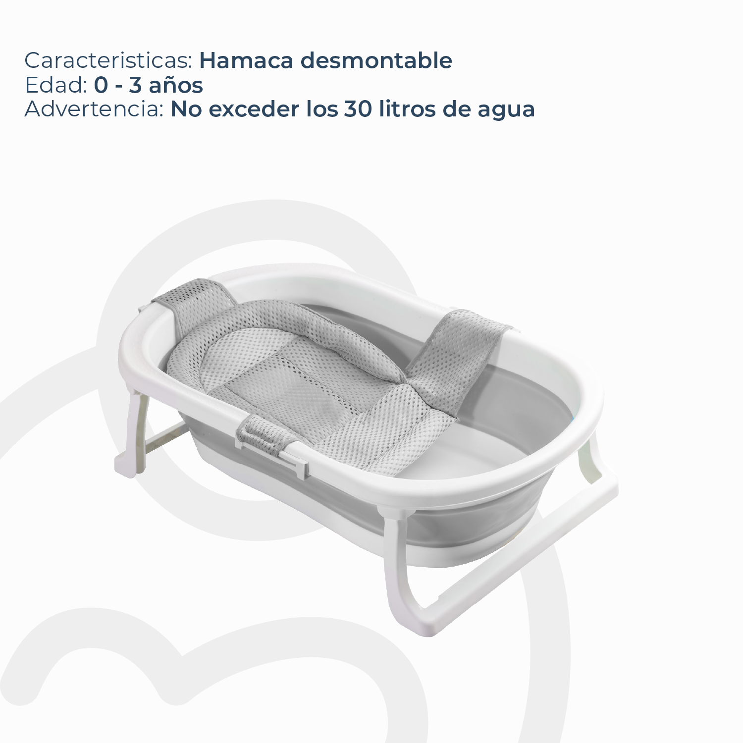 Bañera Plegable Bebe con Hamaca Jelly Gris-6