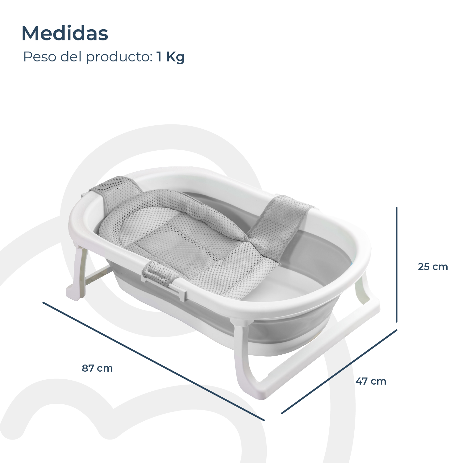 Bañera Plegable Bebe con Hamaca Jelly Gris-9