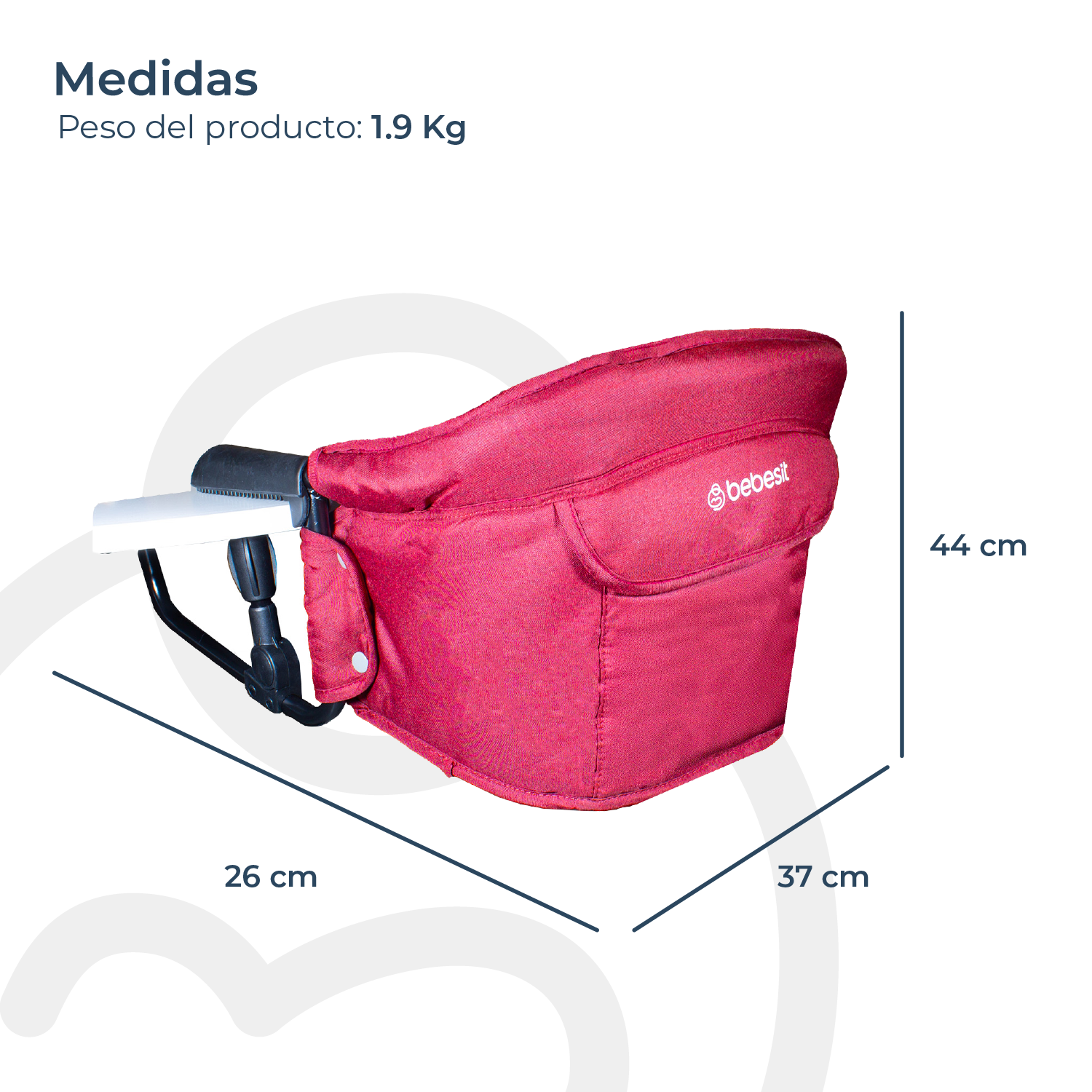 Silla de Comer Eat & Bear Roja Sujeción de Mesa Portable-8