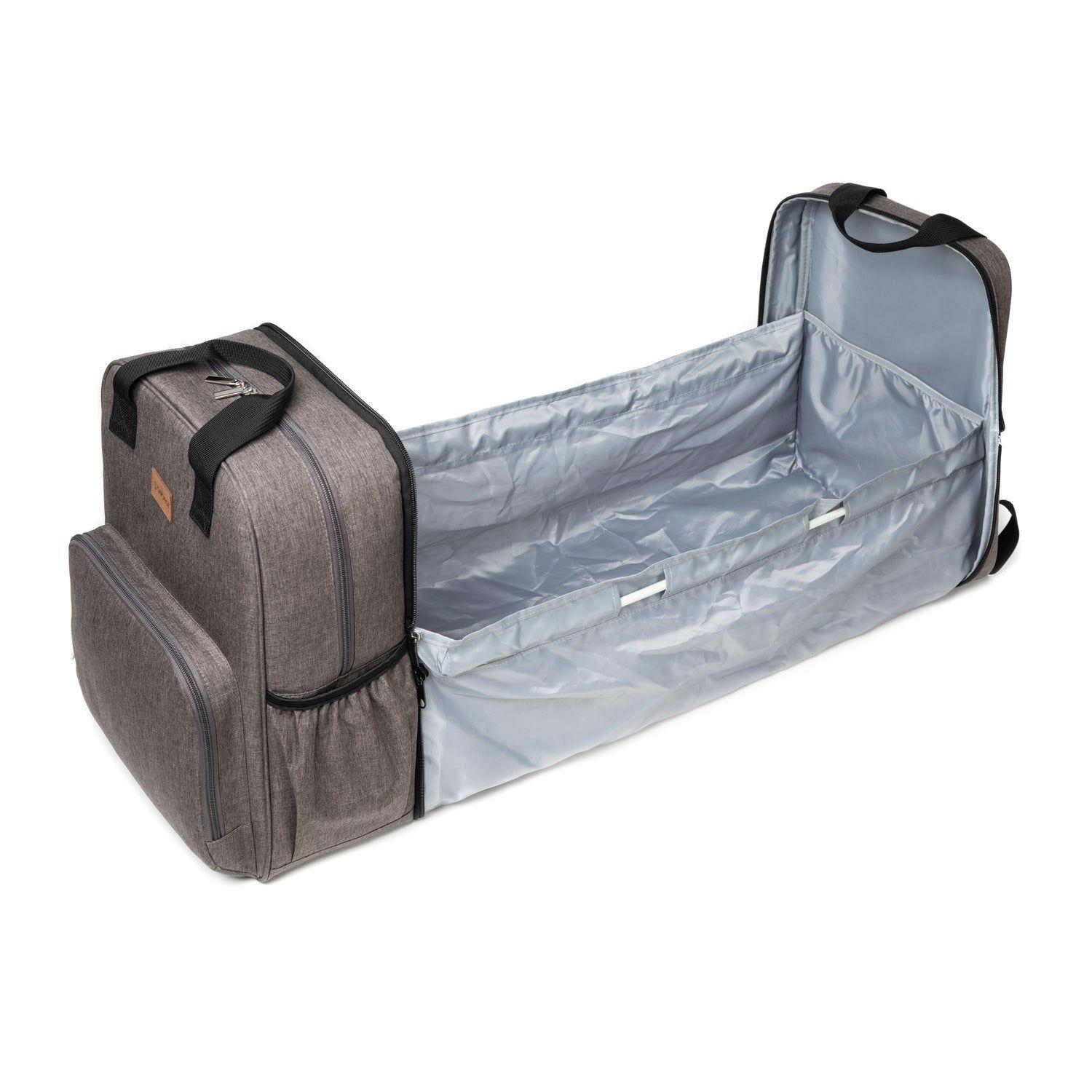 Mochila Maternal 3 En 1 Pañalera Cuna Y Mudador Portátil Gris Bebesit-2