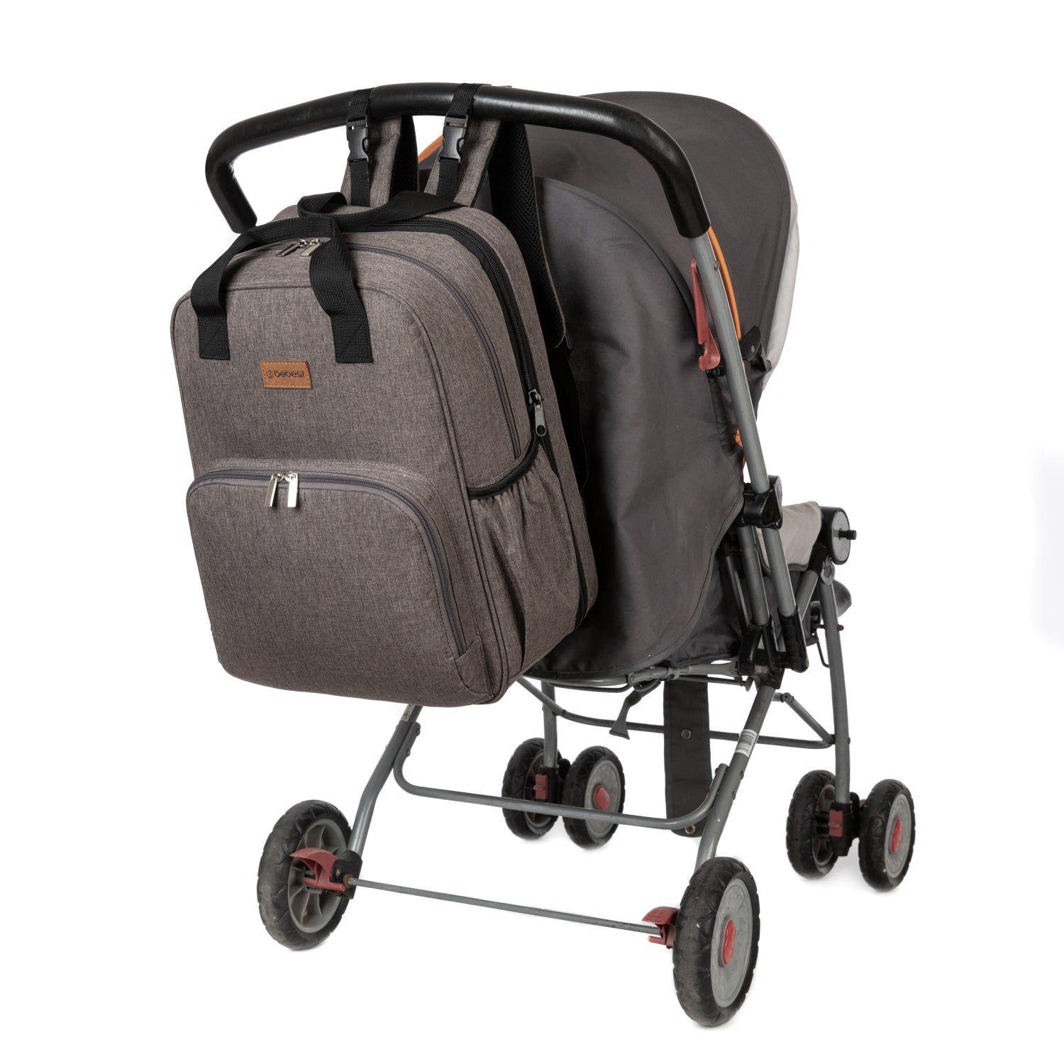 Mochila Maternal 3 En 1 Pañalera Cuna Y Mudador Portátil Gris Bebesit-5