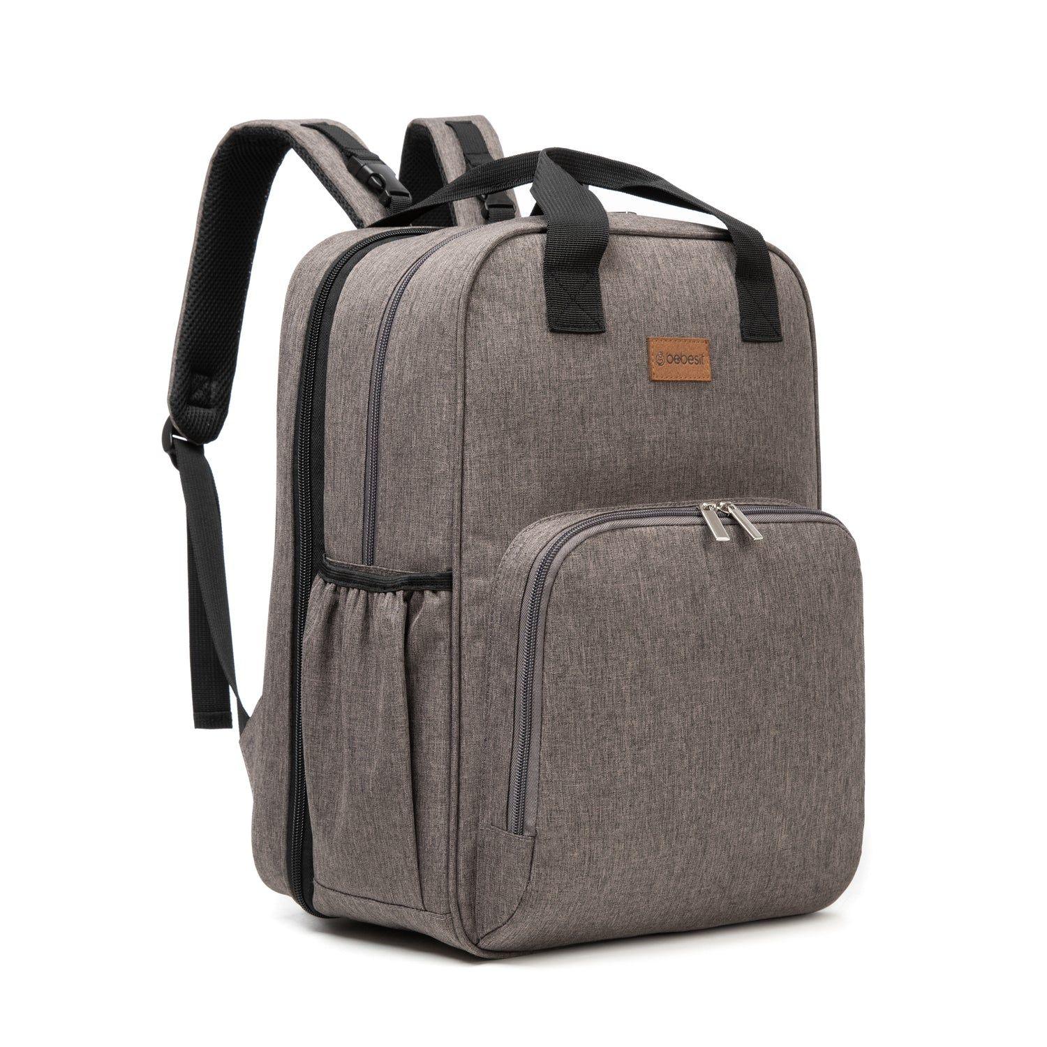 Mochila Maternal 3 En 1 Pañalera Cuna Y Mudador Portátil Gris Bebesit-6