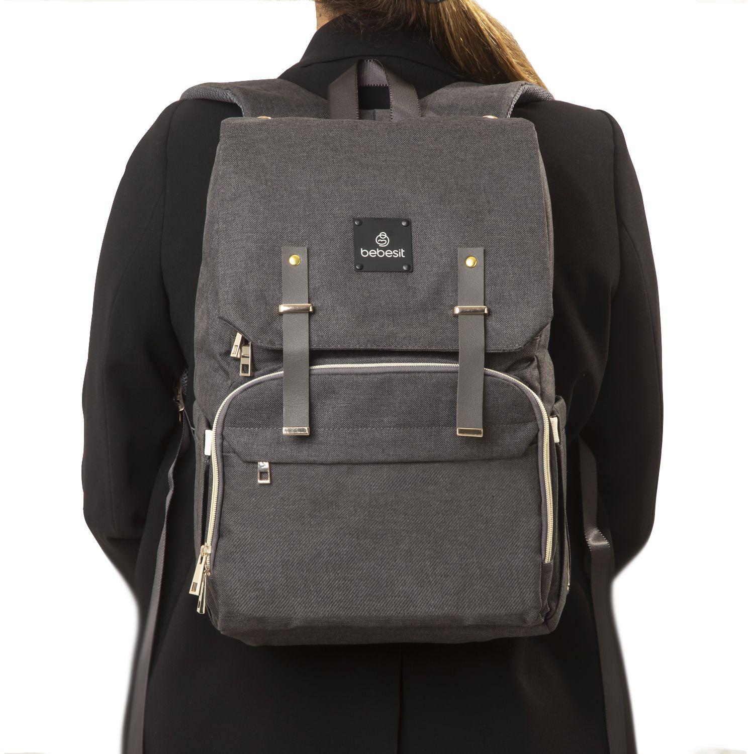 Mochila Maternal Mudador Bebesit Melange Negro-3