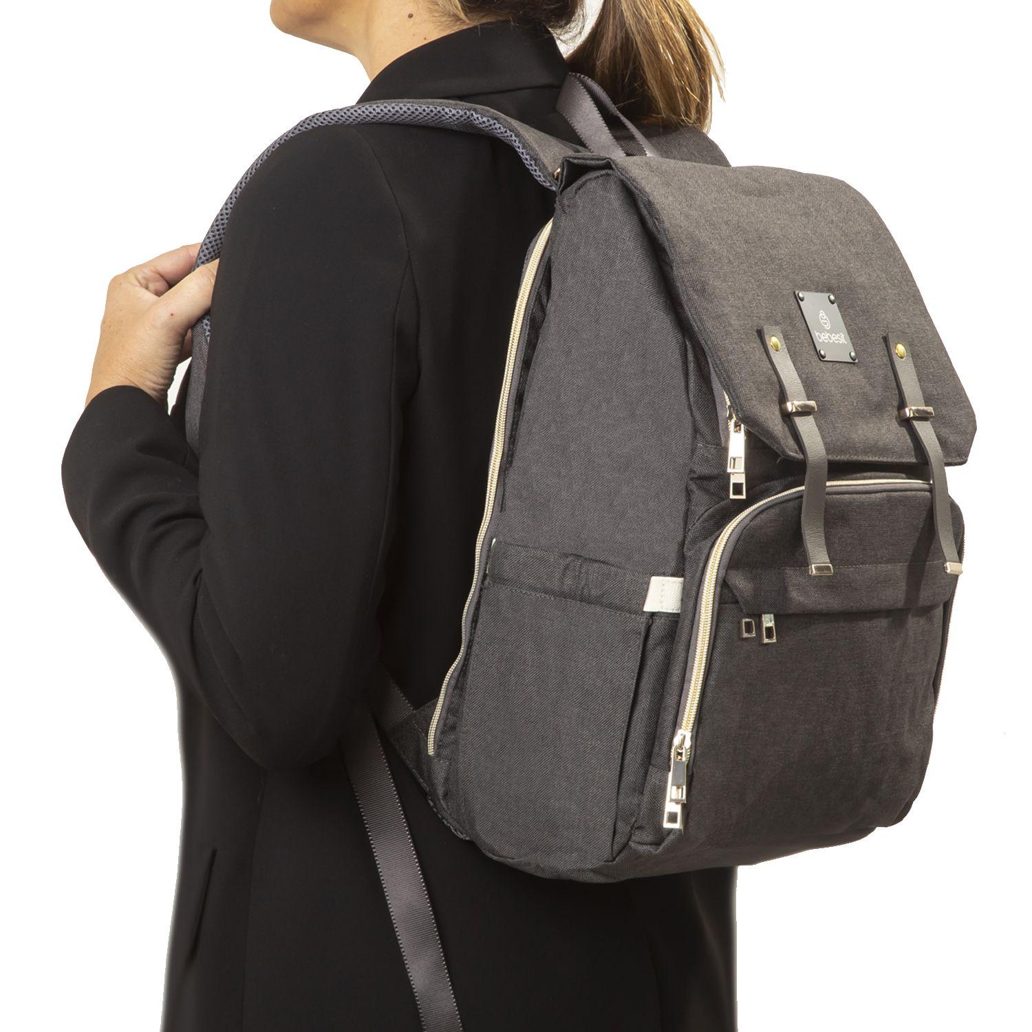 Mochila Maternal Mudador Bebesit Melange Negro-4