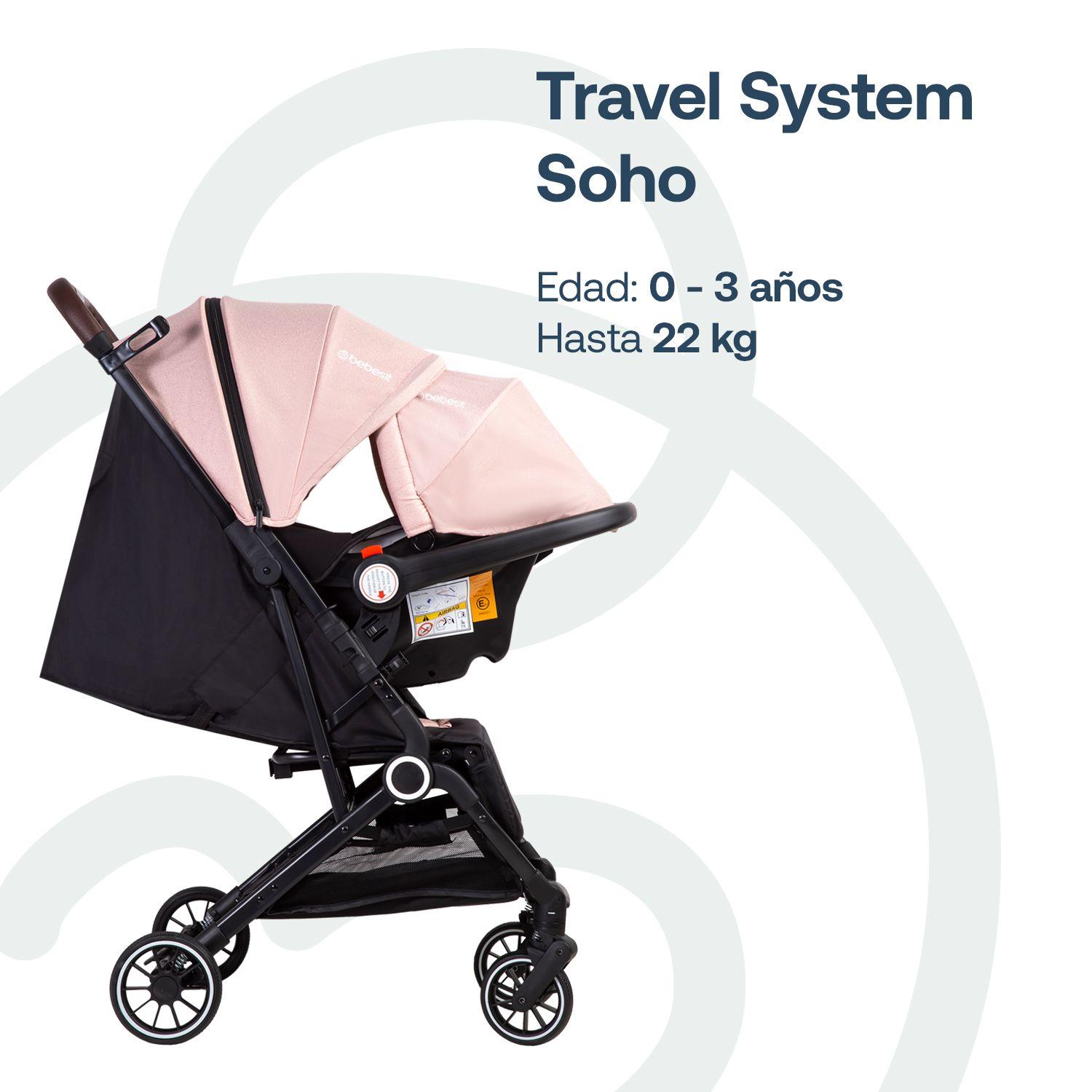 Coche Maleta Compacto Travel System Soho Rosa Bebesit-1