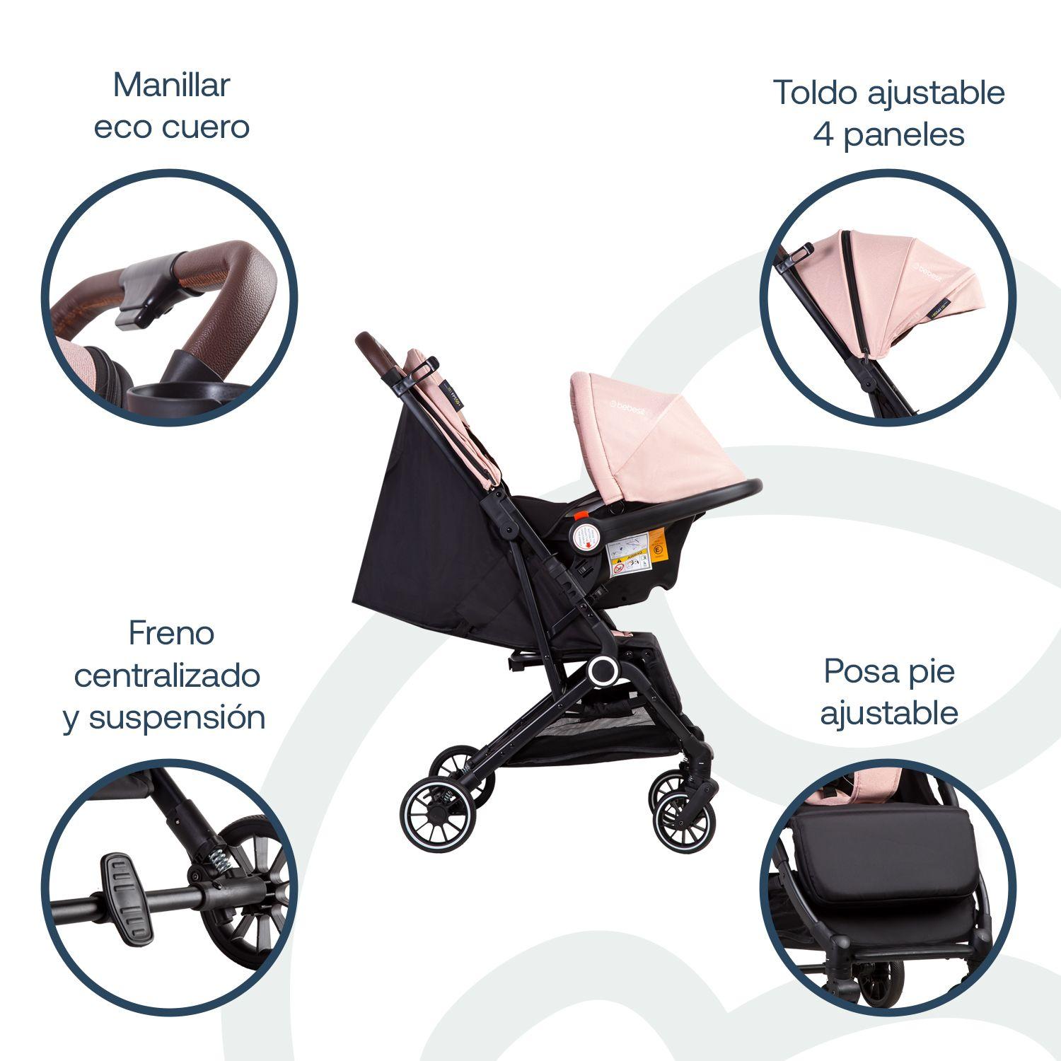 Coche Maleta Compacto Travel System Soho Rosa Bebesit-3