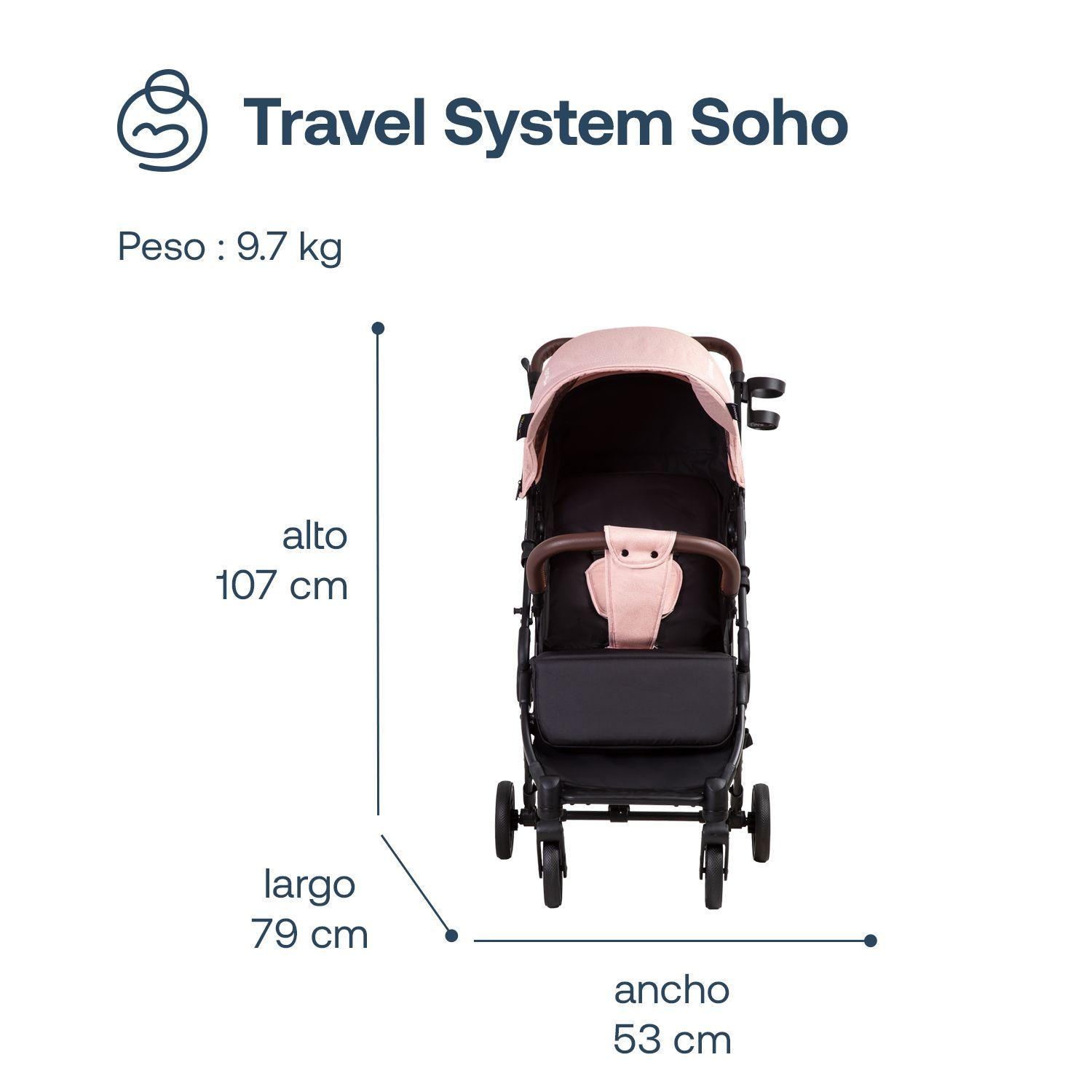 Coche Maleta Compacto Travel System Soho Rosa Bebesit-8
