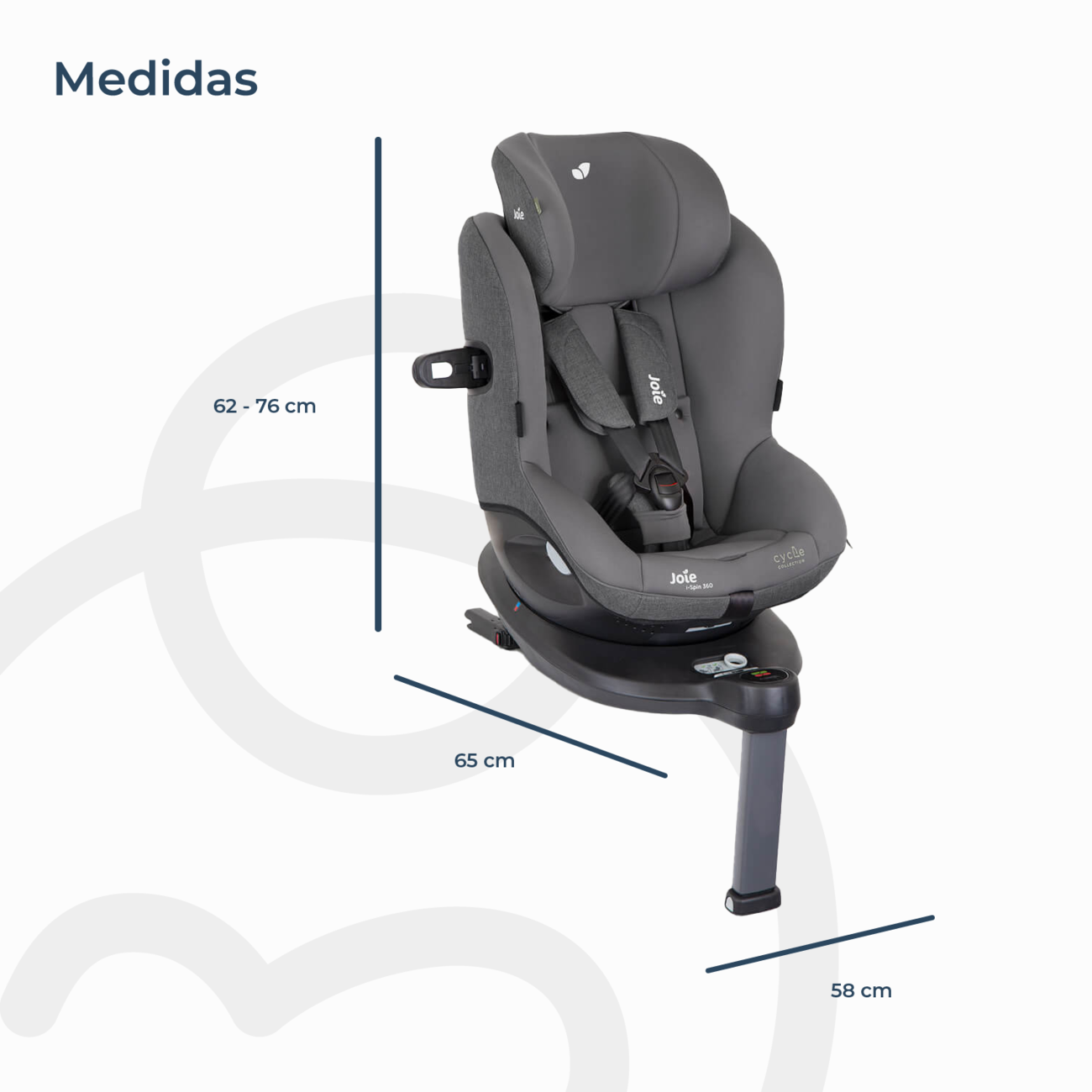 Silla de Auto Giratoria Spin 360 Shell Gray Joie-9