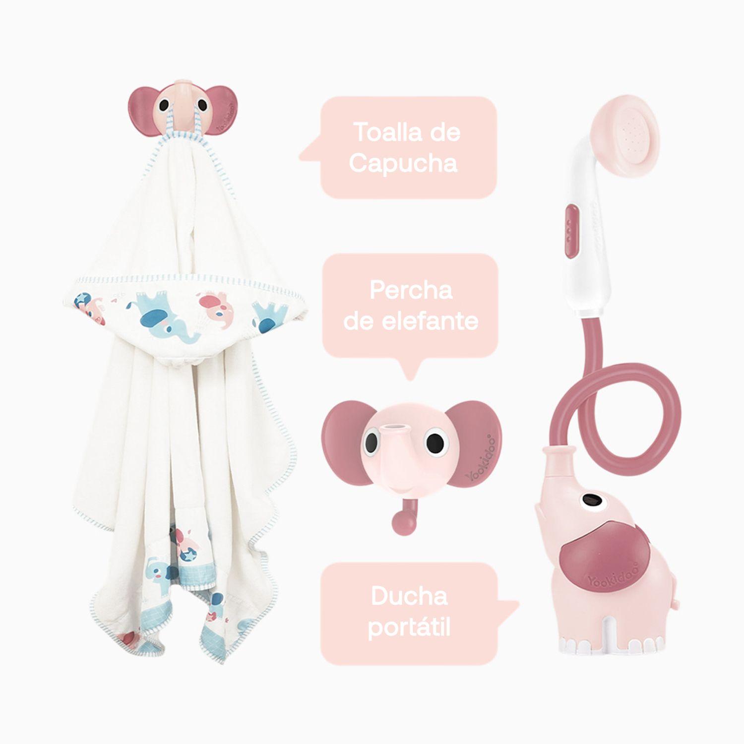 Set de Baño Ducha Elefante y Toalla Rosa Yookidoo-2