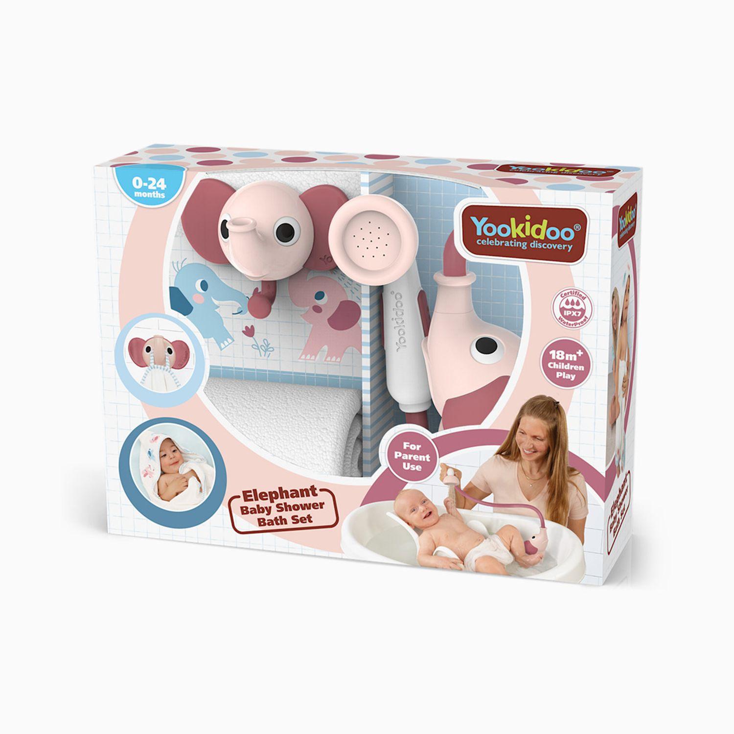 Set de Baño Ducha Elefante y Toalla Rosa Yookidoo-5