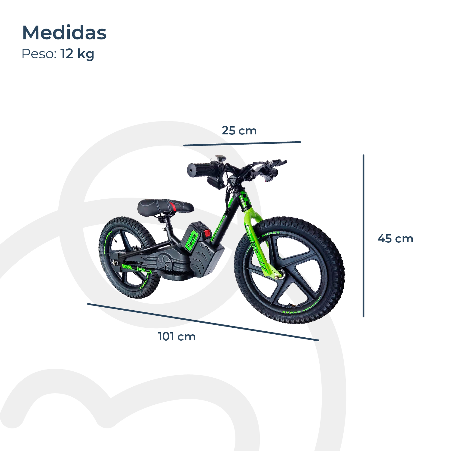 Bicicleta Eléctrica Infantil BeRide Aro 12 Verde Bebesit-3