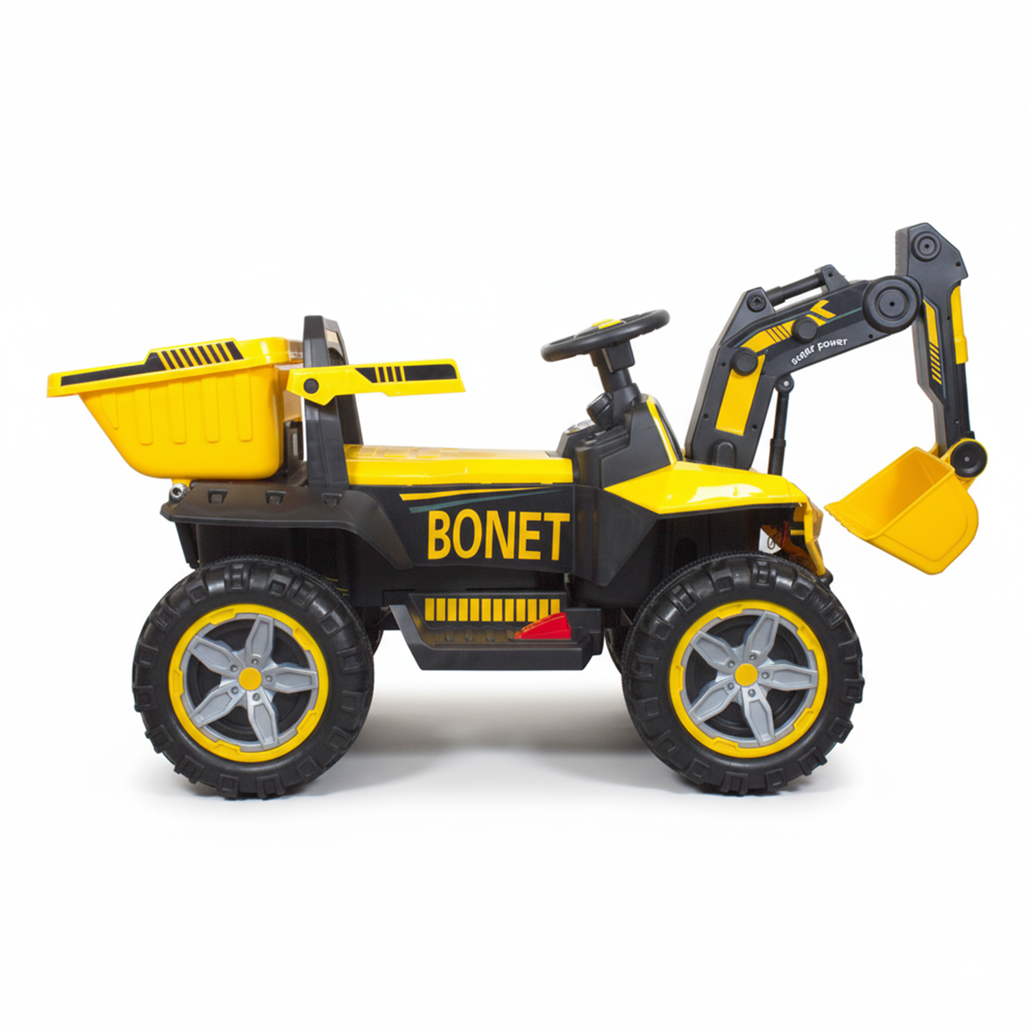 Camión Eléctrico Retroexcavadora Todoterreno Infantil Amarillo-2