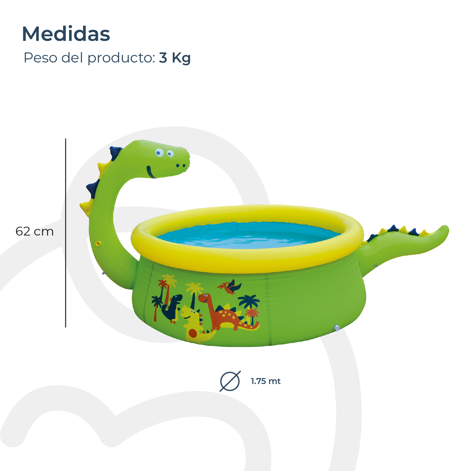 Piscina Inflable Infantil Dinosaurio Verde-6