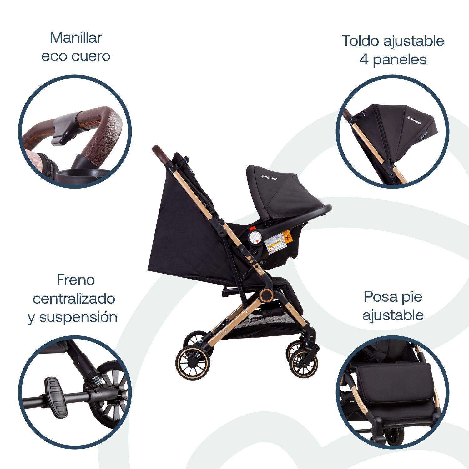 Coche Maleta Compacto Travel System Soho Negro Bebesit-6