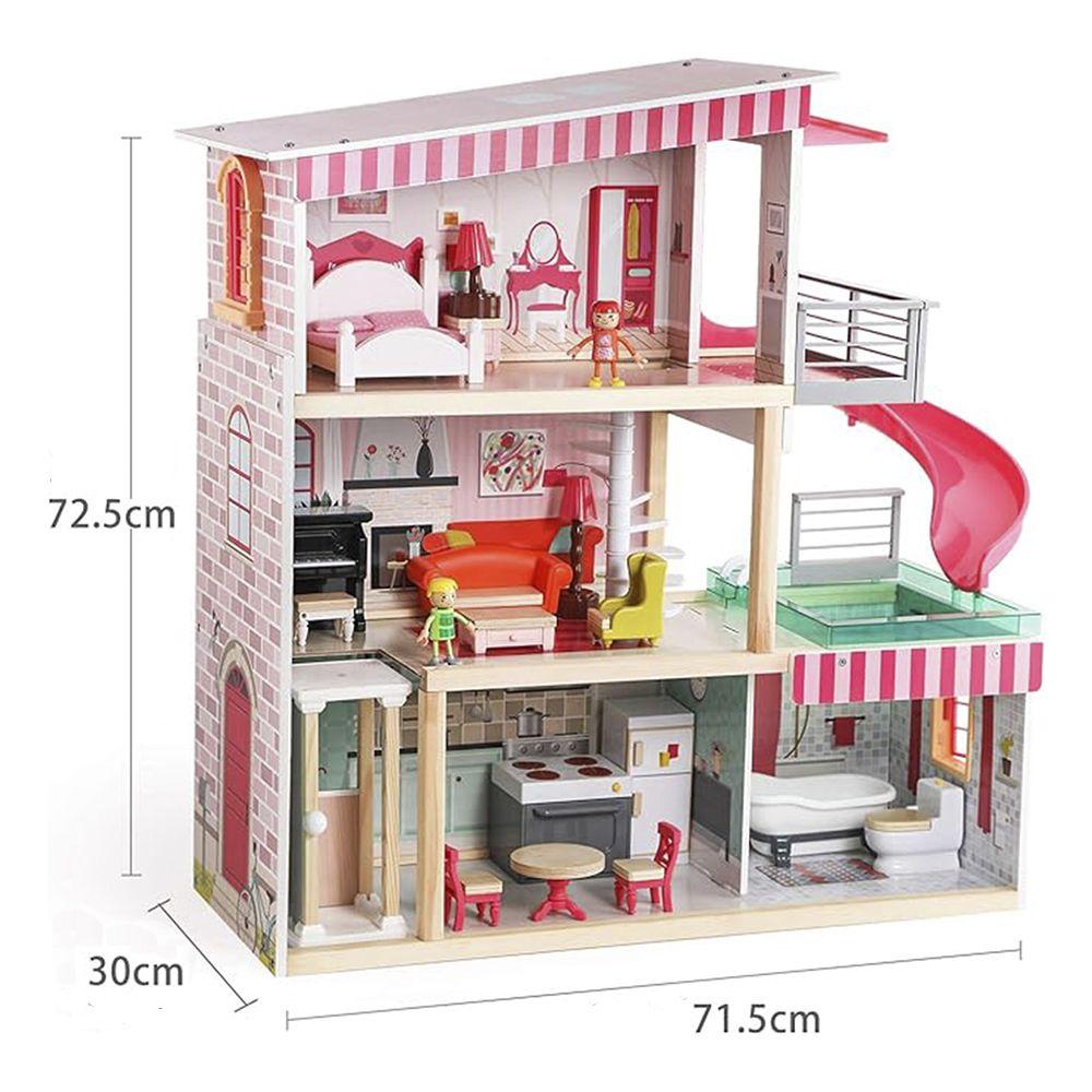 Casa de Muñecas + Muebles Madera Montessori  Bella-5