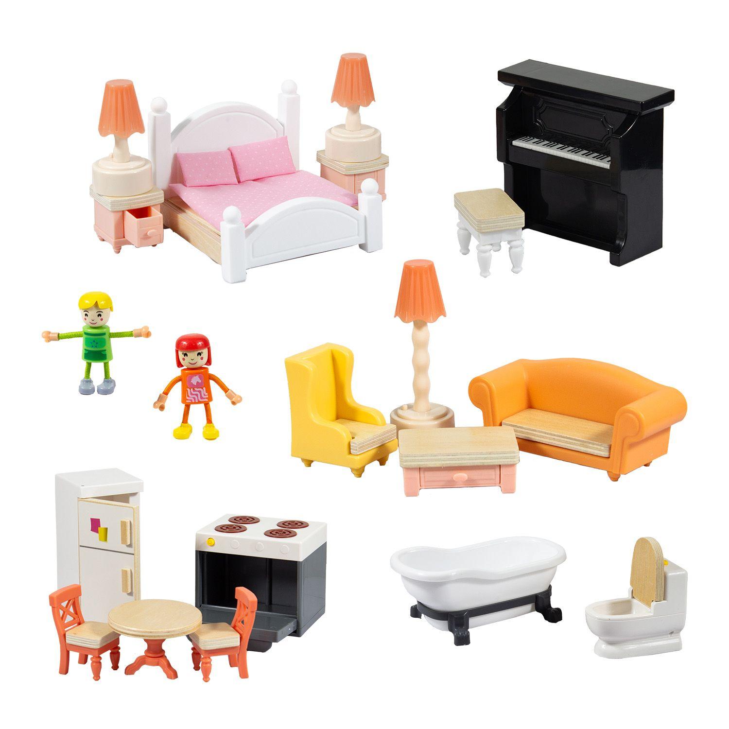 Casa de Muñecas + Muebles Madera Montessori  Bella-6