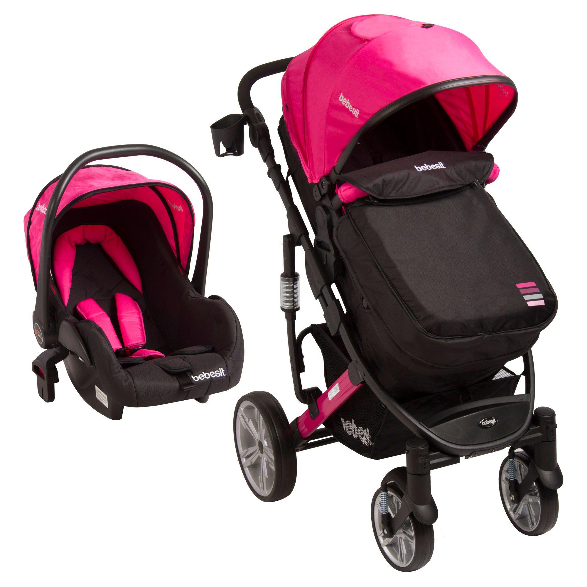 Coche Travel System Quest Negro Rosa Bebesit-0