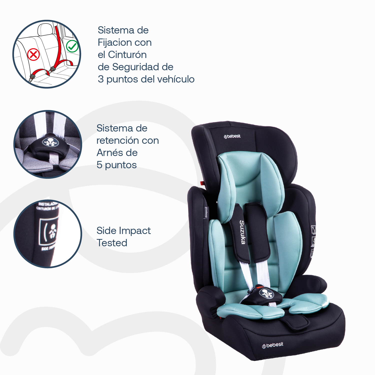 Silla de Auto Butaca Suzuka Verde Bebesit-5