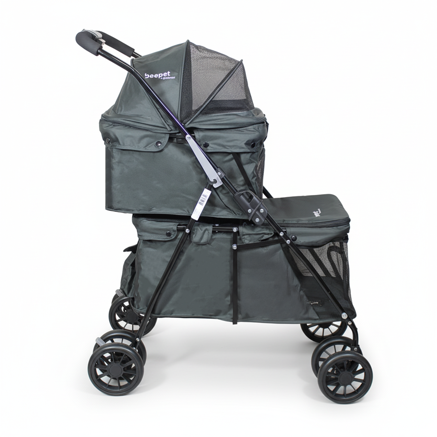 Coche Mascotas DuoPet Doble Gris-1