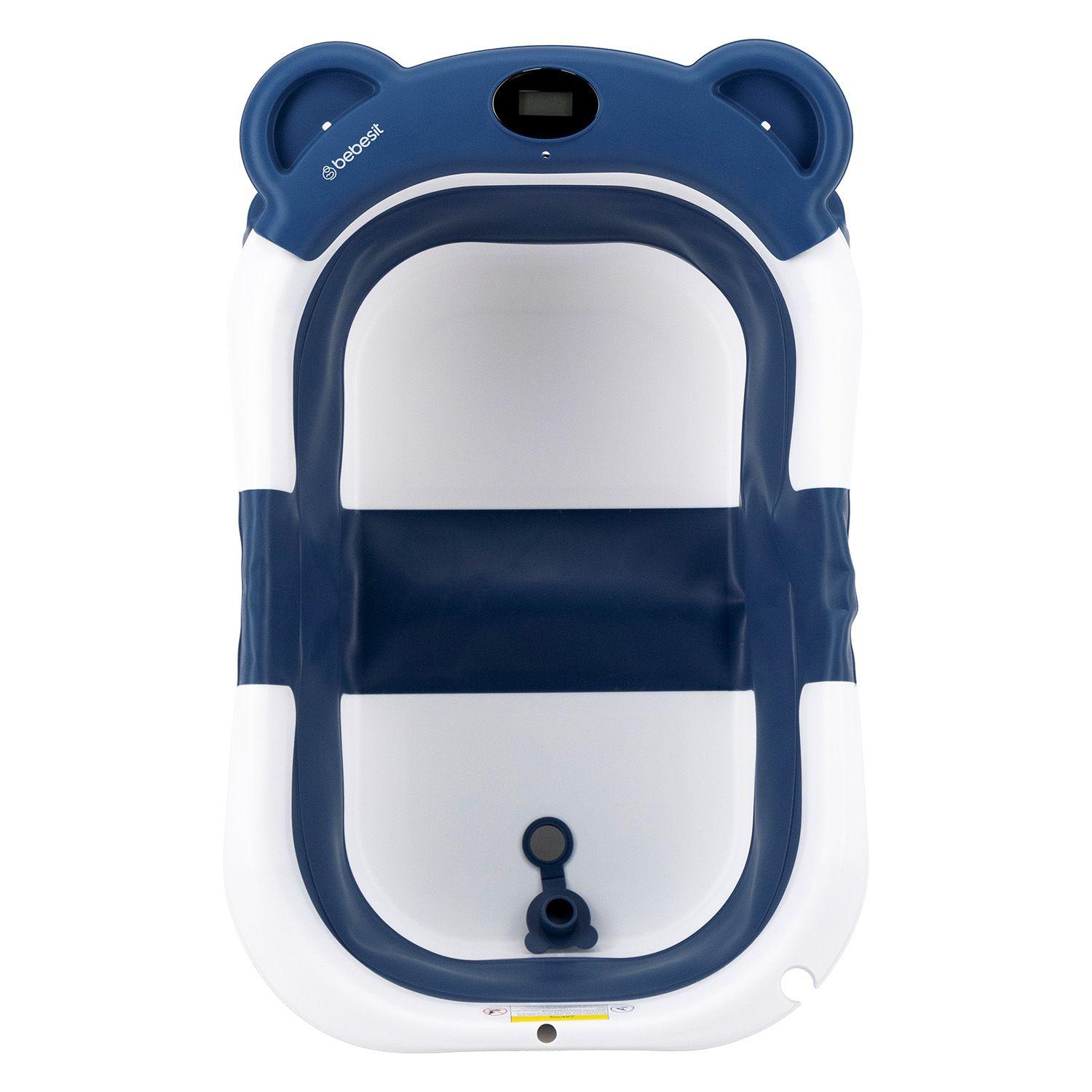 Bañera Plegable Smart Bear Viajes Bebe Azul con Termómetro-3