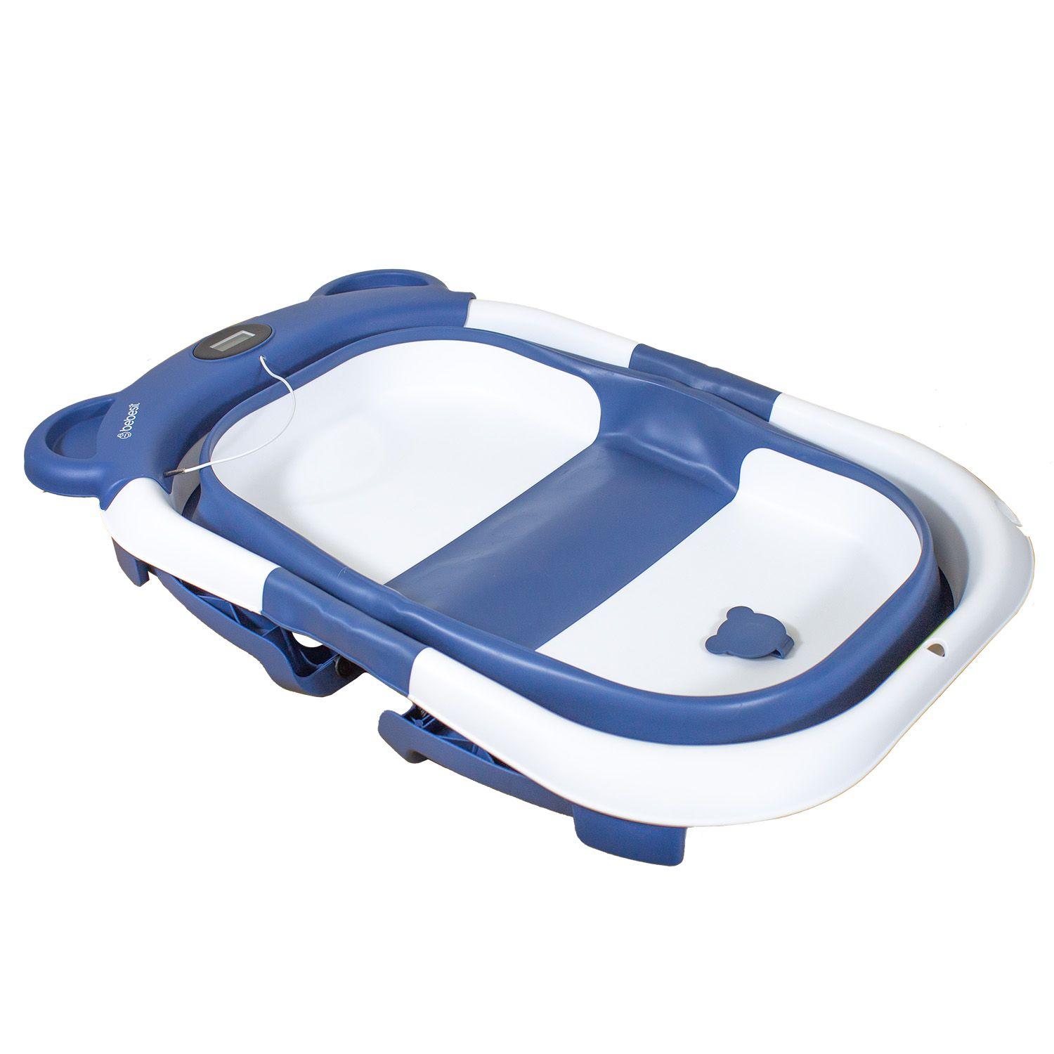 Bañera Plegable Smart Bear Viajes Bebe Azul con Termómetro-2